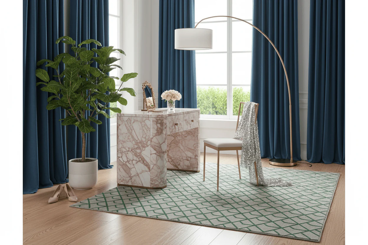 Green Geo Mesh Hand Tufted Rug - Image 3