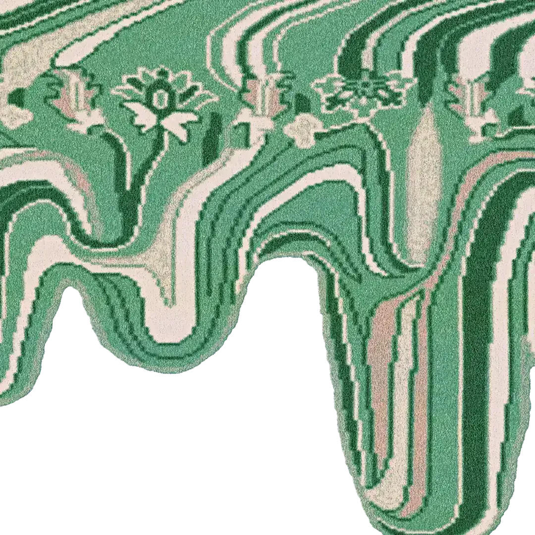 Green Melting Traditional Persian Hand Tufted Wool Rug - Image 5