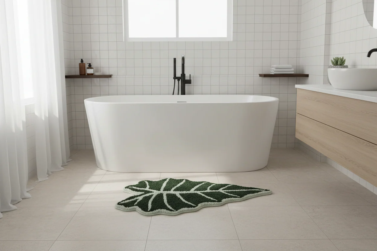 Green Leaf Shape Bath Mat - Image 4