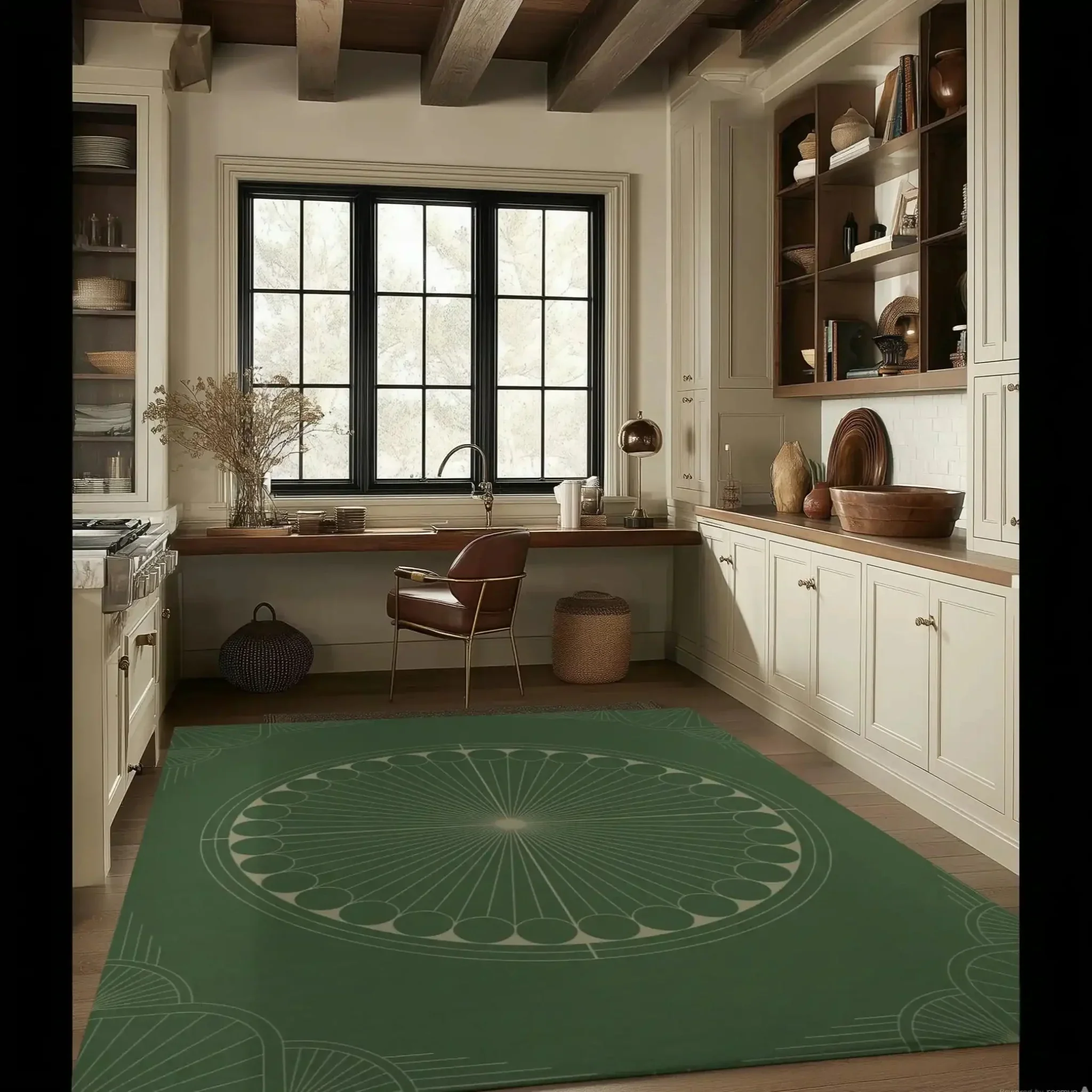 Green Moon Art Deco Hand Tufted Wool Rug - Image 4
