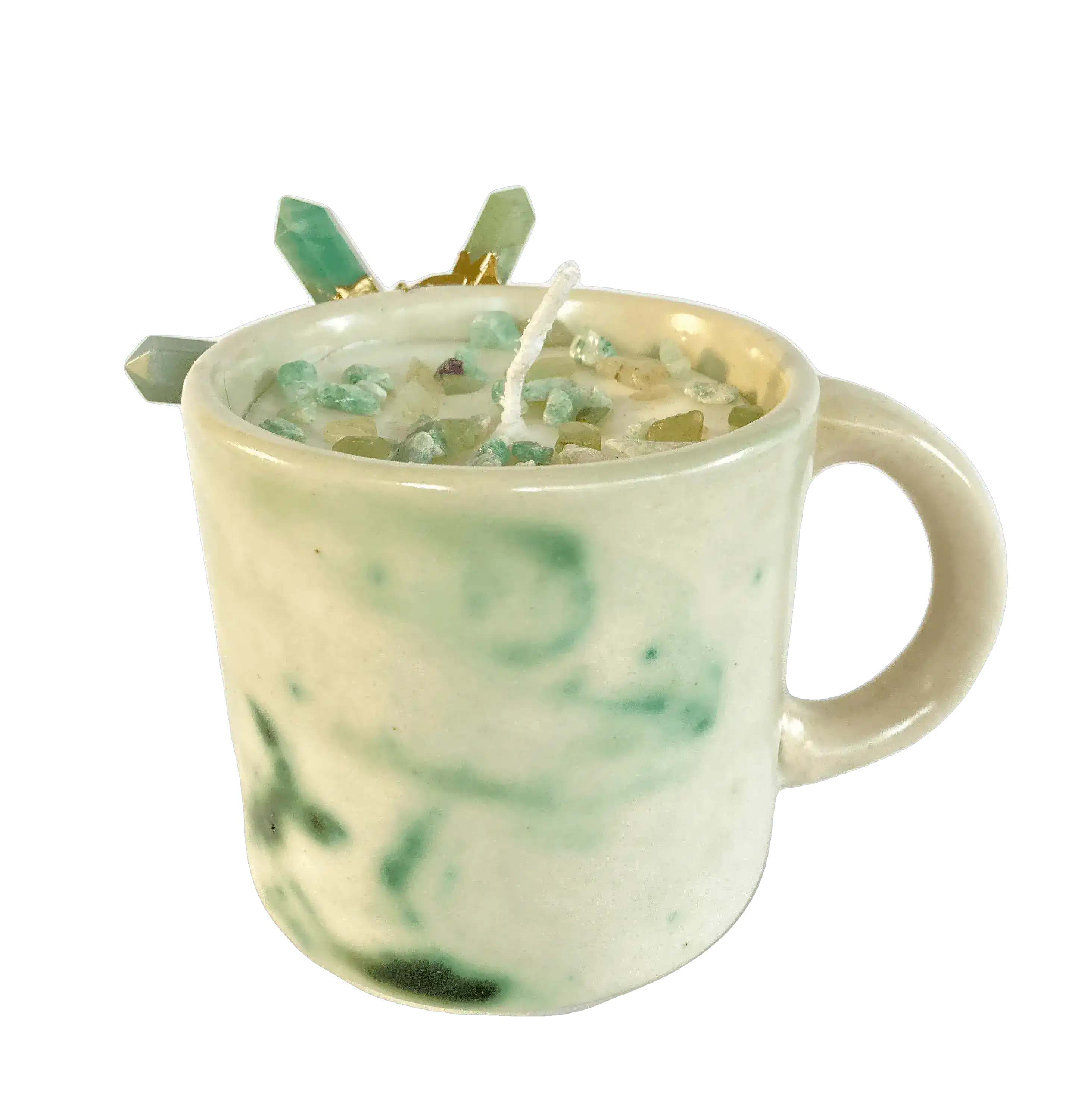 Green Quartz Crystal Scented Soy Candles in Coffee Mug - Set of 2 - Image 7
