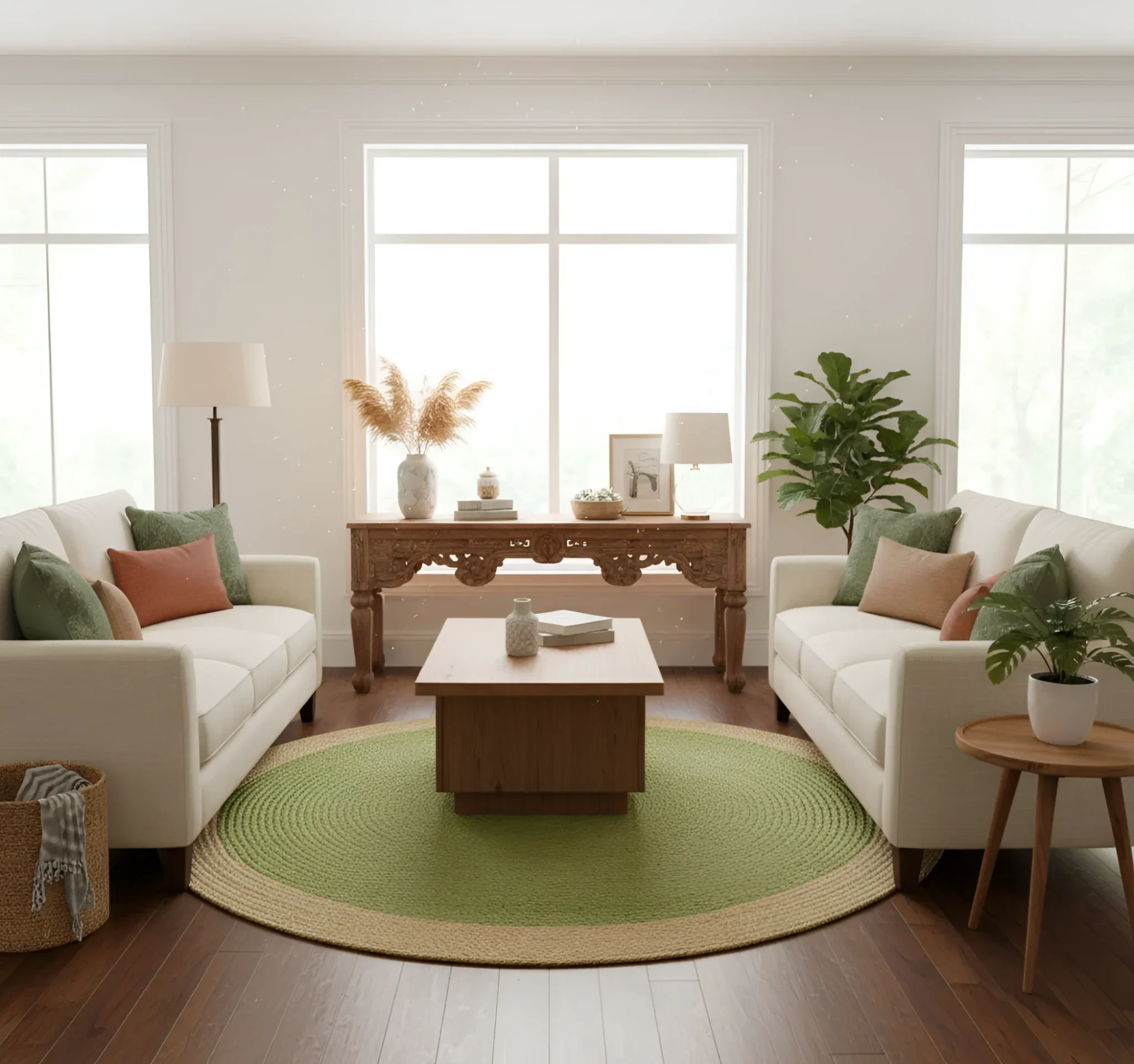 Green Round Jute Rug - Image 3