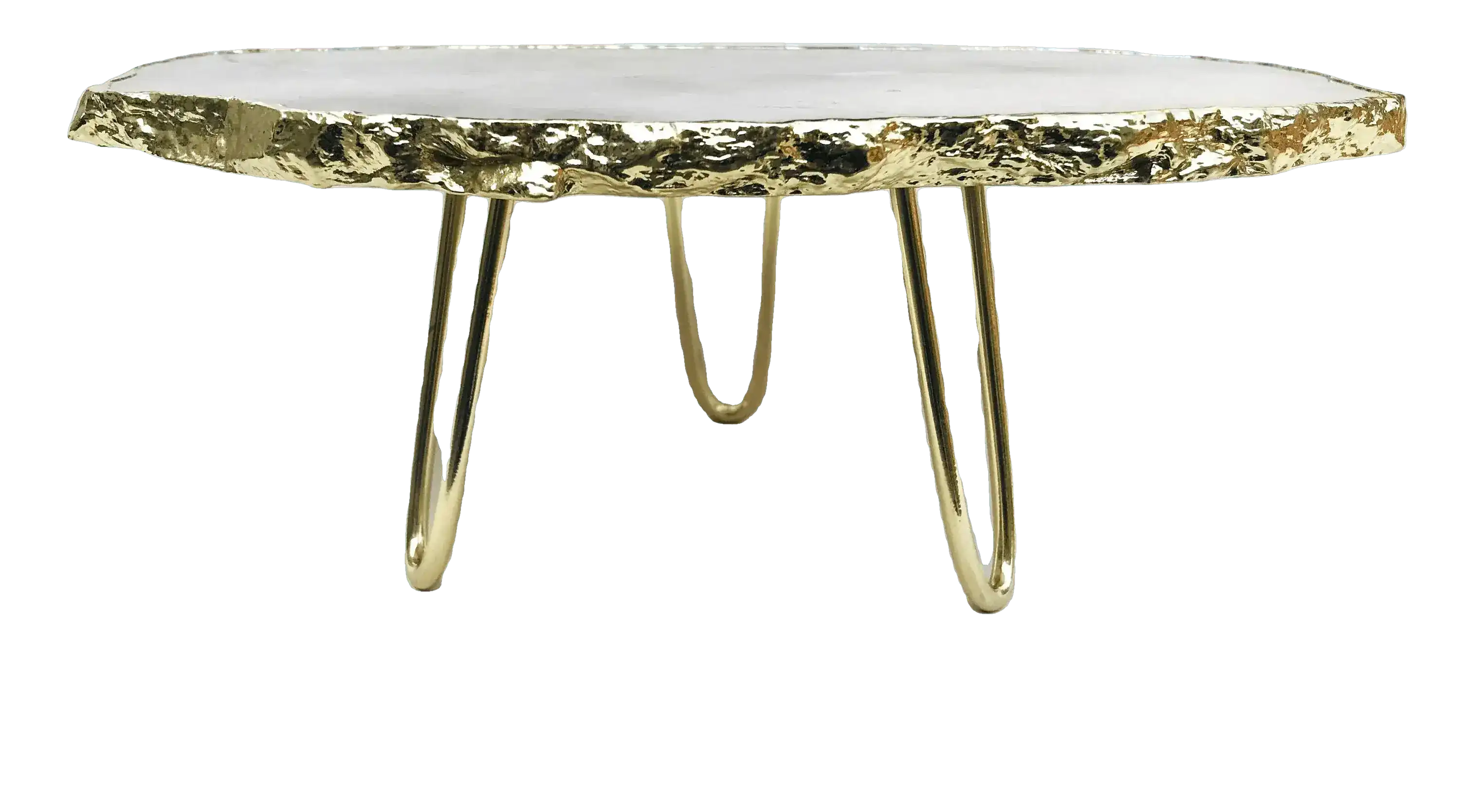 Grey Agate Quartz Cake Stand with Brass Legs - Image 6