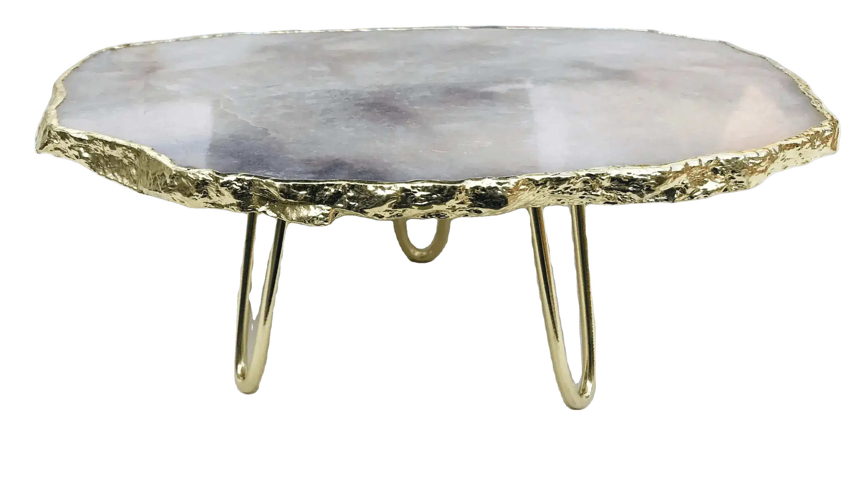 Grey Agate Quartz Cake Stand with Brass Legs - Image 7