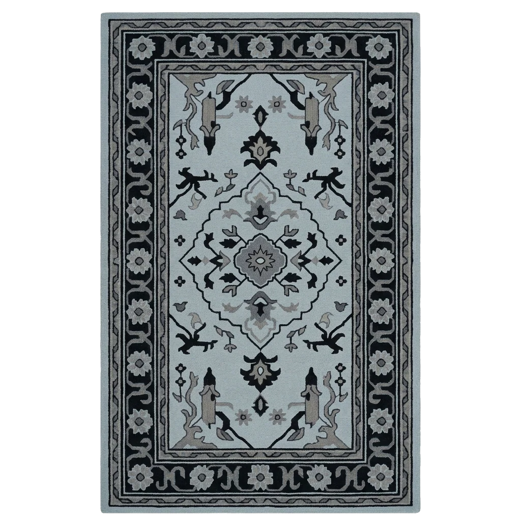 Grey Medallion Classic Hand Tufted Wool Rug