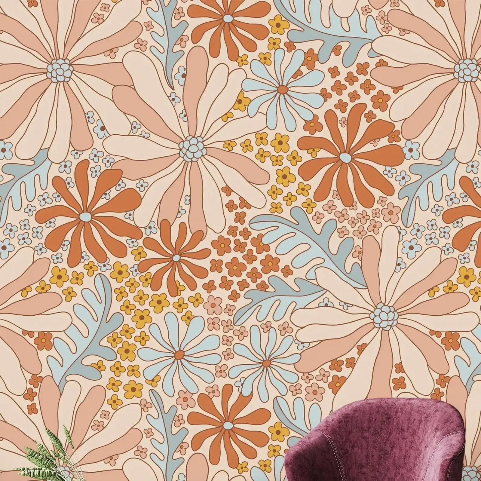 Groovy Retro Flower Wallpaper - Image 2