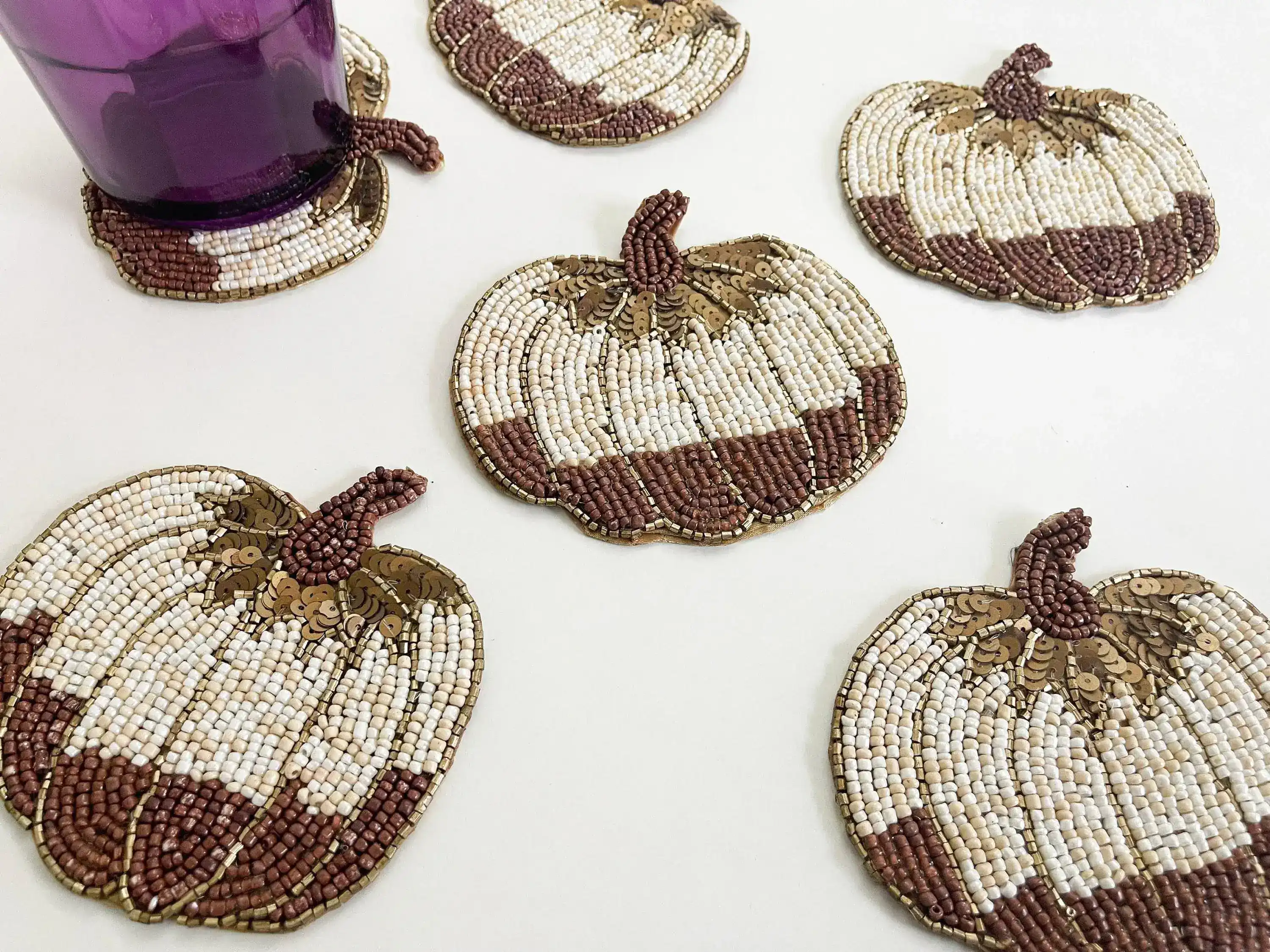 Halloween Pumpkin Beaded Coasters set of 6 - Image 5