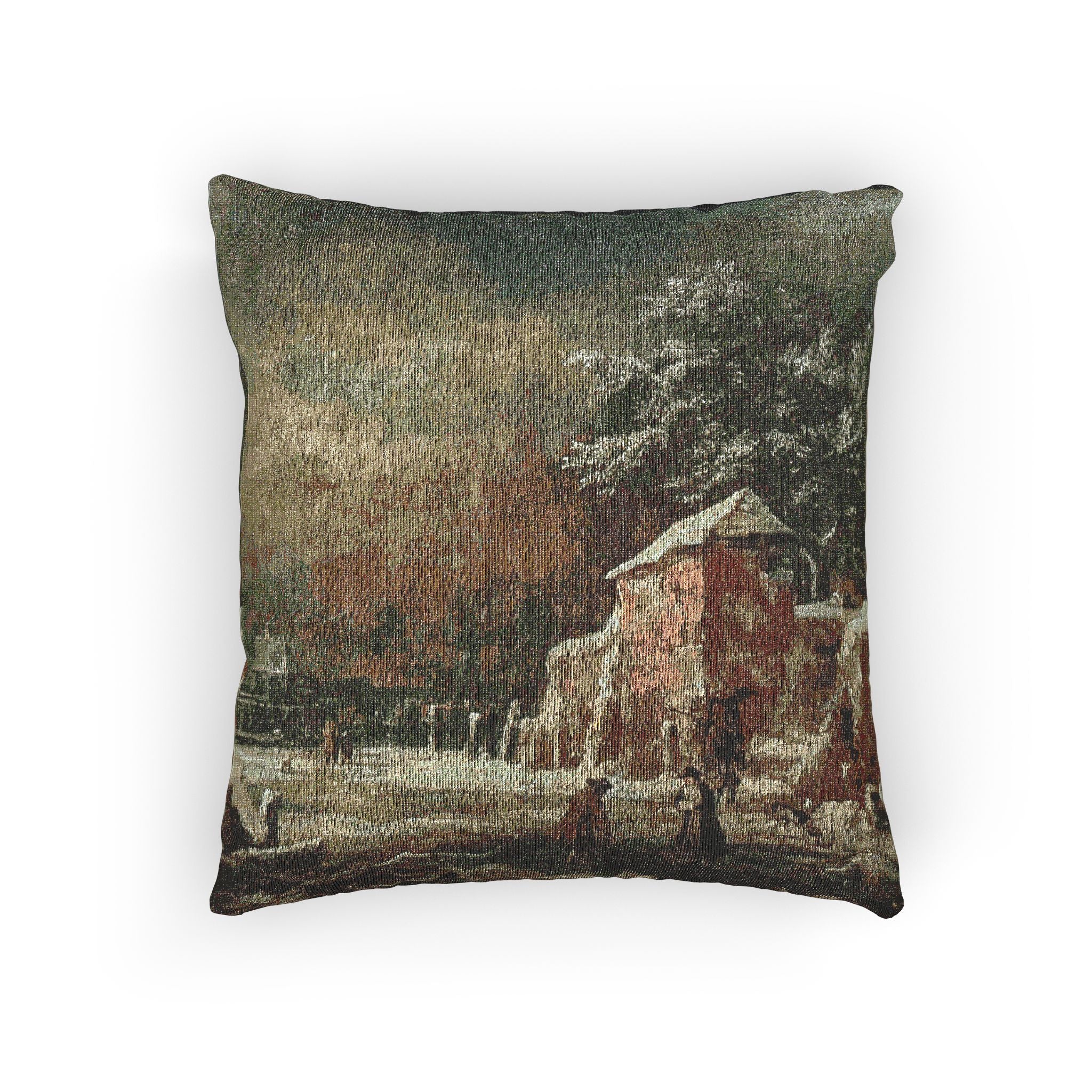 Hamburg, Kunsthalle, Jacob van Ruisdael, Winterlandschaft | Woven Pillow - Image 3