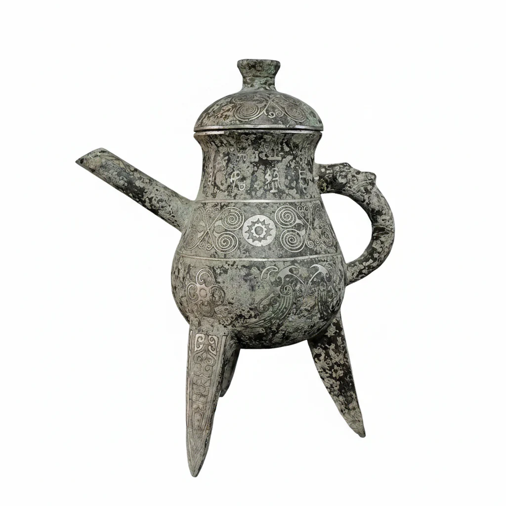 Han Dynasty Silver-Inlaid Bronze Teapot — Antique Reproduction