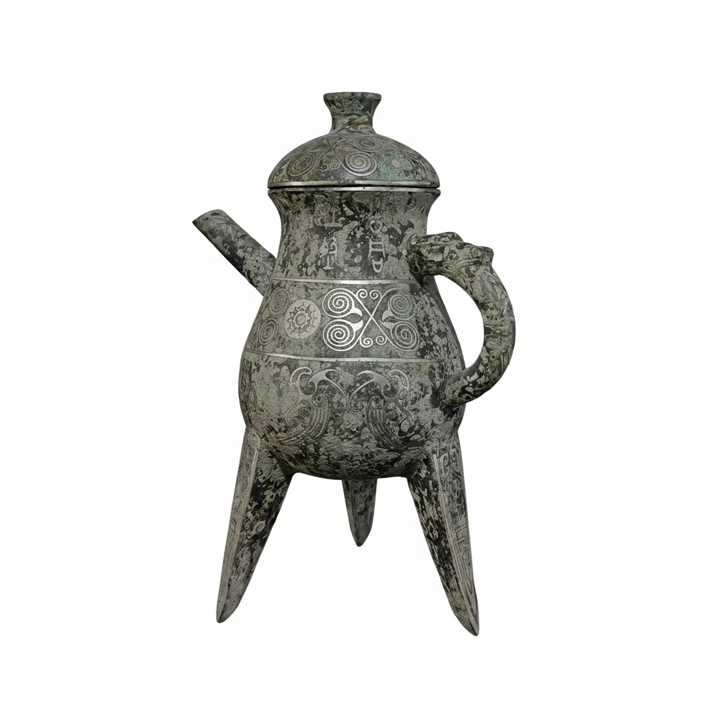 Han Dynasty Silver-Inlaid Bronze Teapot — Antique Reproduction - Image 2