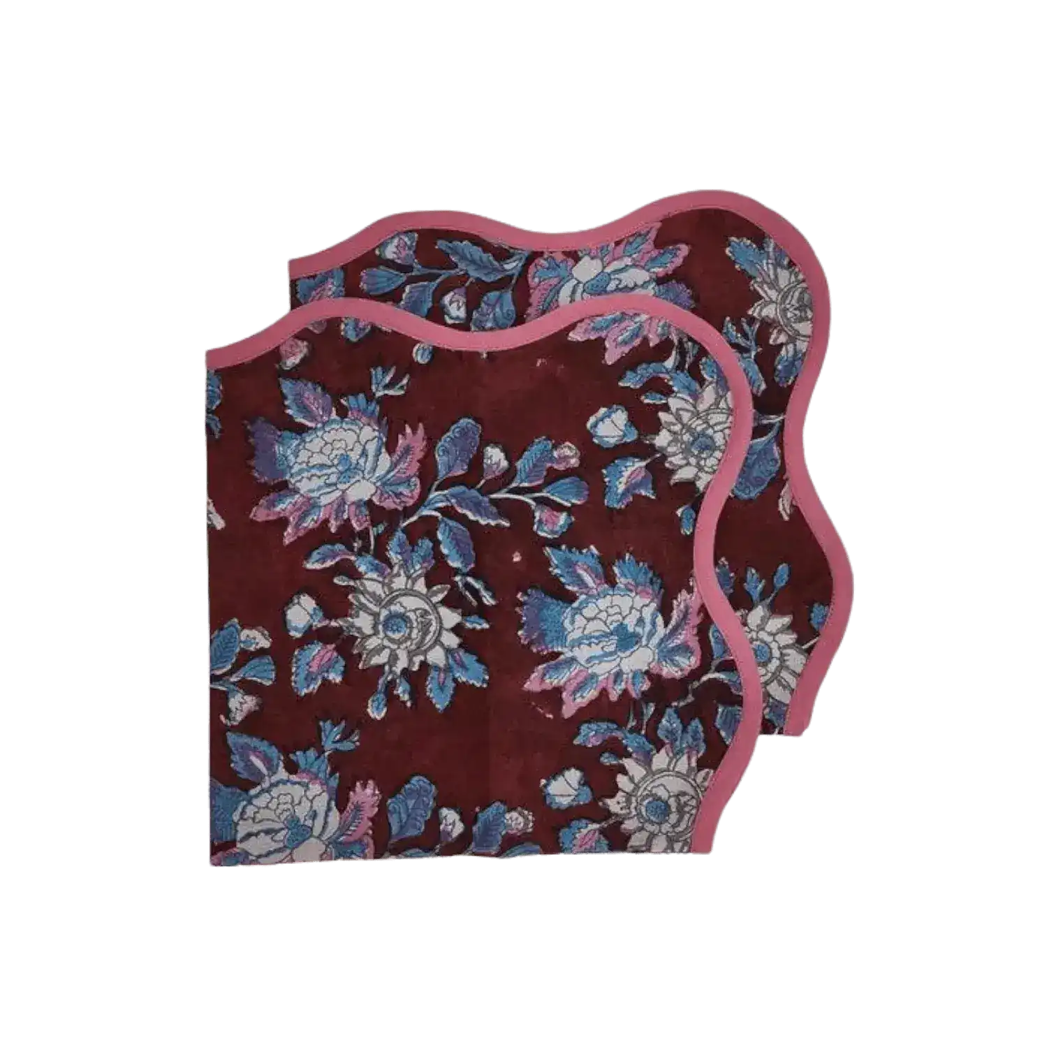 Hand Block Printed Emma Scalloped Cotton Napkins - Image 5