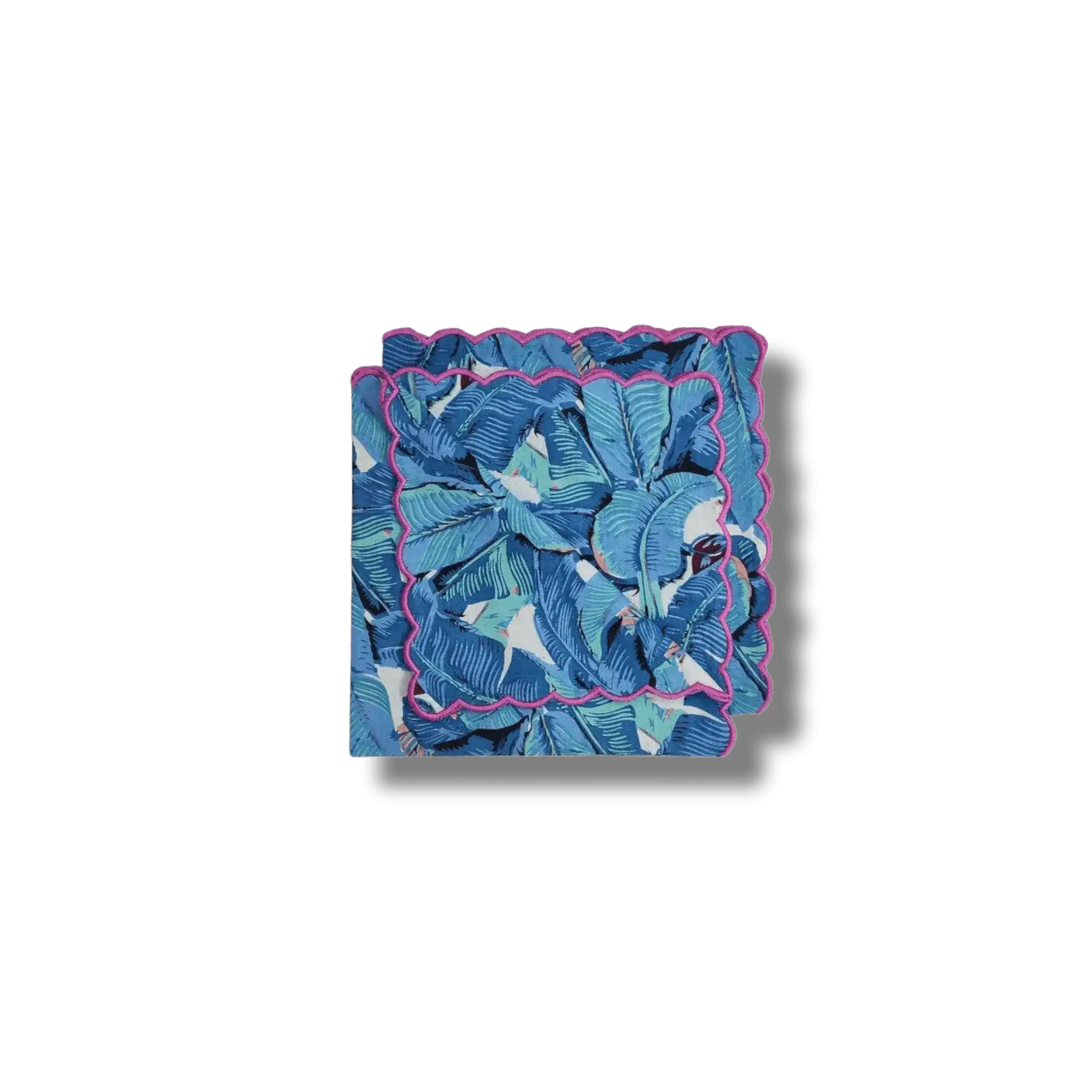 Hand Block Printed Tahiti Scalloped Cotton Napkins - Image 3