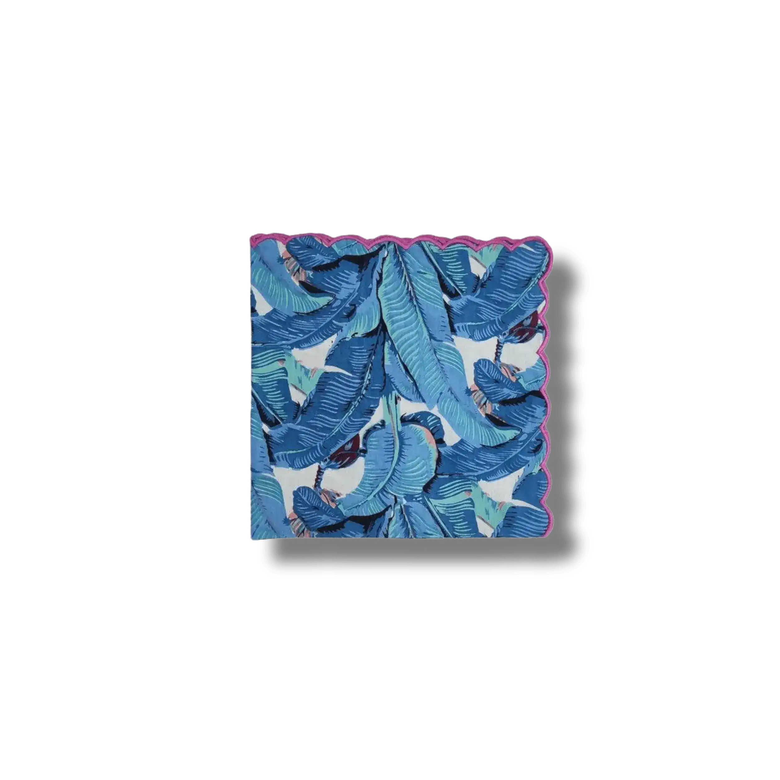Hand Block Printed Tahiti Scalloped Cotton Napkins - Image 4