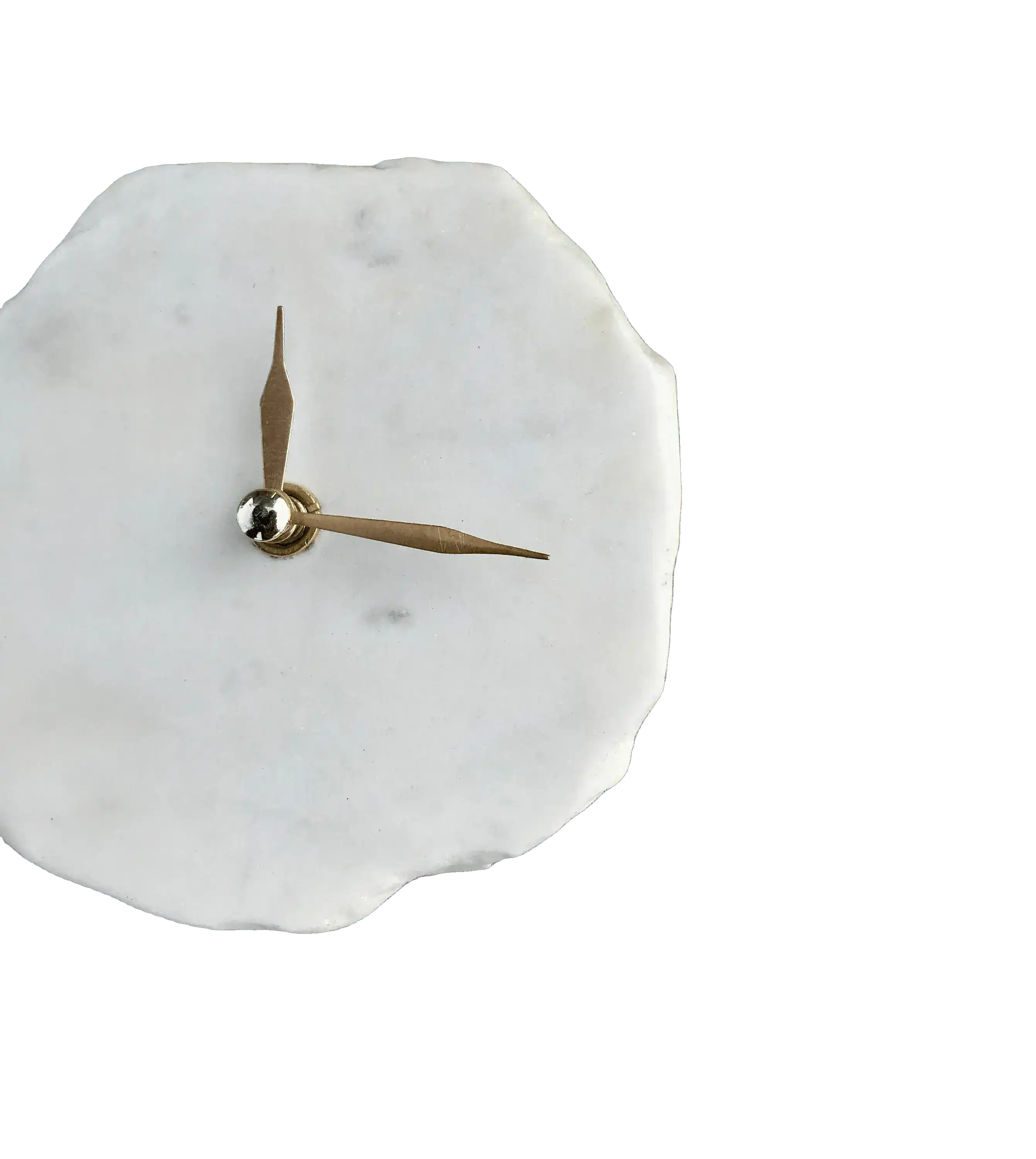 Hand Chipped Round White Marble Desk Wall Clock - Image 3