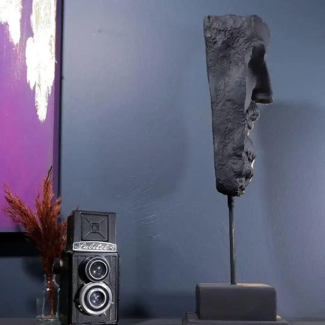 Hand Crafted Black Gold Zeus Bust Sculpture - Image 6