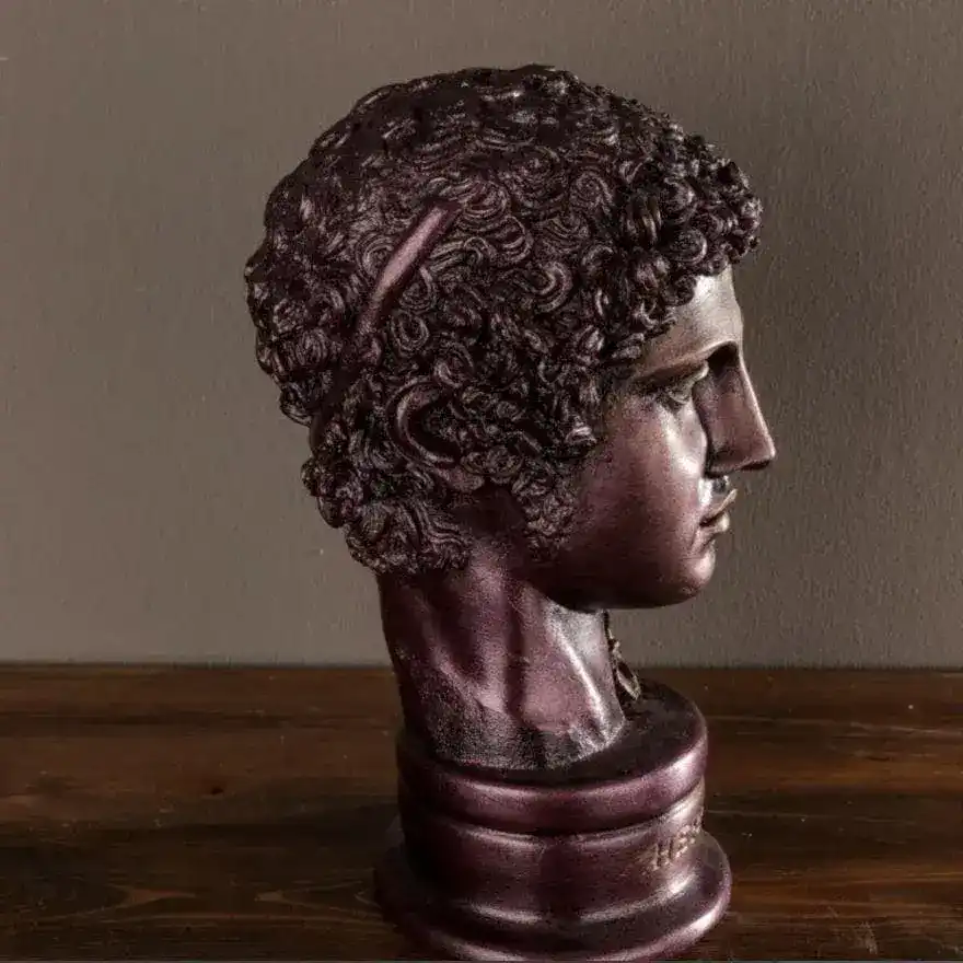 Hand Crafted Bronze Hermes Bust Statue - Image 4