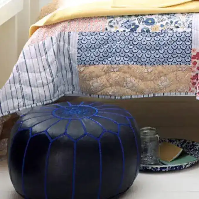 Hand Crafted Genuine Leather Moroccan Pouf Cover - Image 12