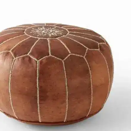 Hand Crafted Genuine Leather Moroccan Pouf Cover - Image 8