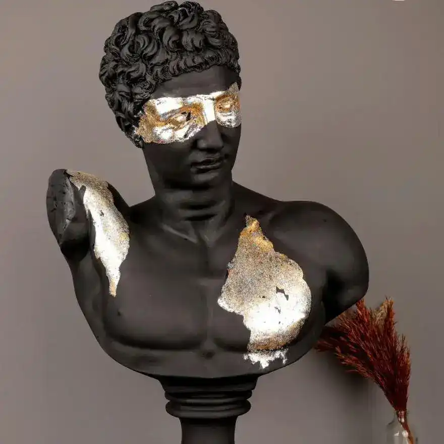 Hand Crafted Gold Gilded Black Hermes Sculpture - Image 6