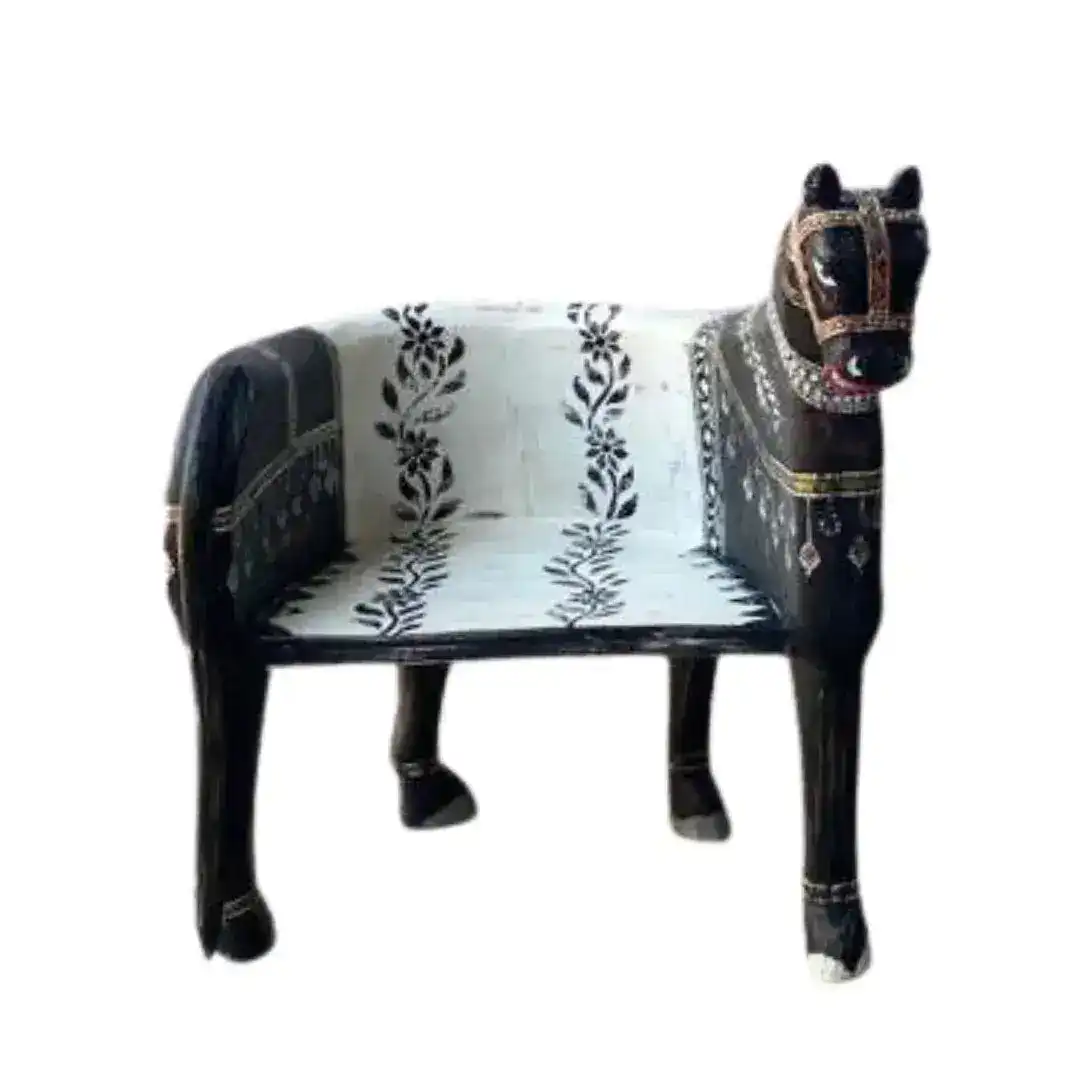 Hand Crafted Wooden Horse Maharaja Chair - ll - Image 3