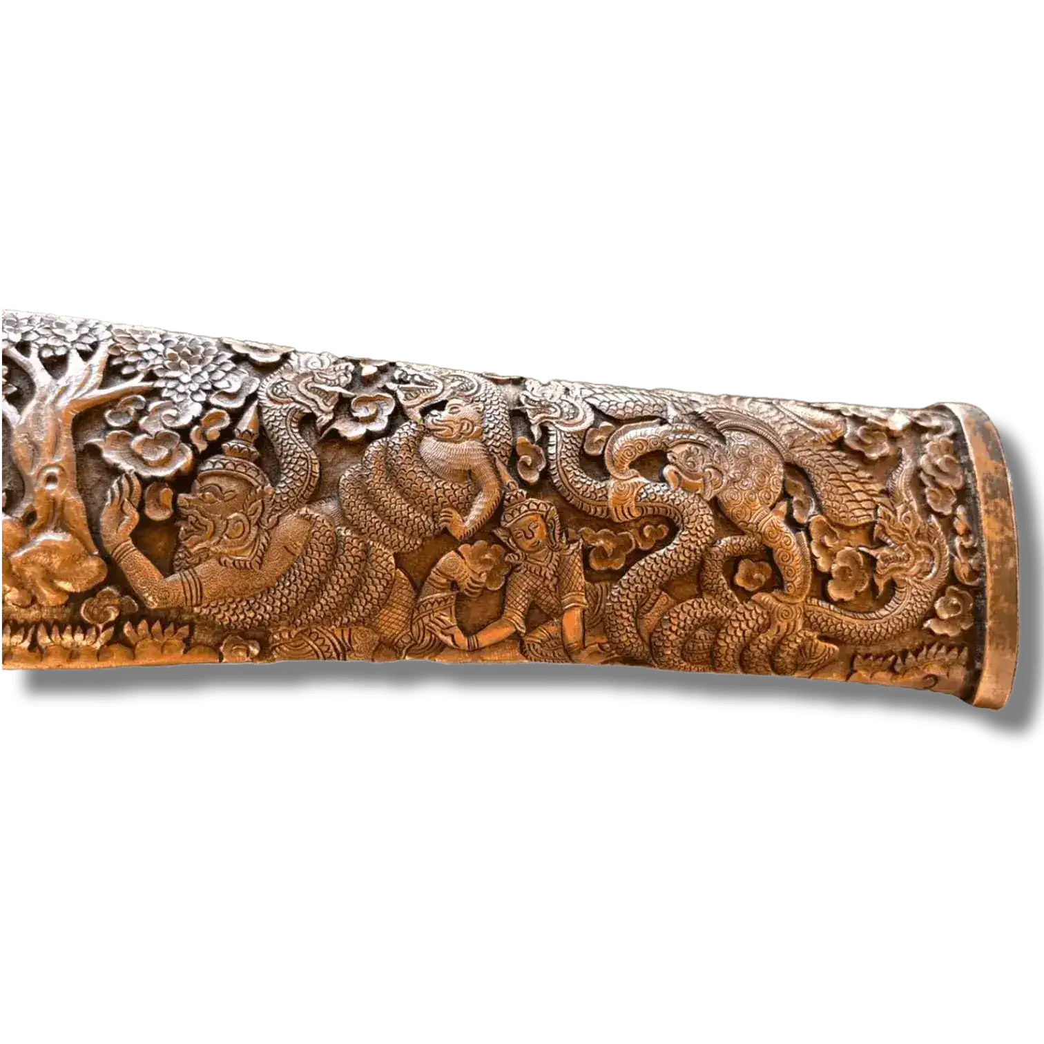 Hand Engraved Brass Khmer Knife with Case - Image 3