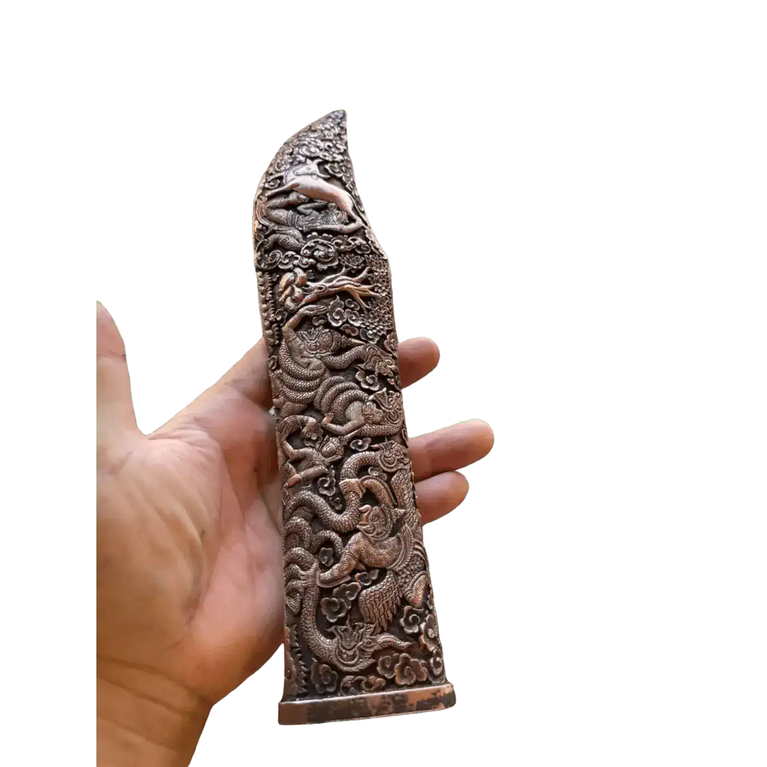 Hand Engraved Brass Khmer Knife with Case - Image 4