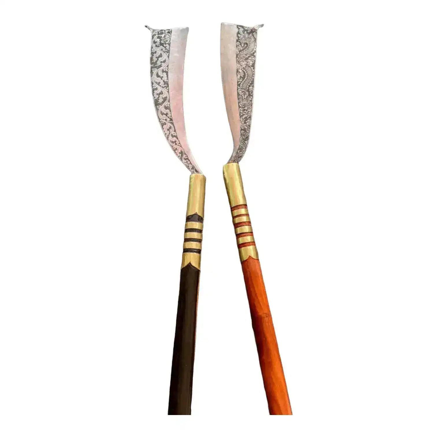 Hand Engraved Khmer Machete Knife with Long Handle - Image 6