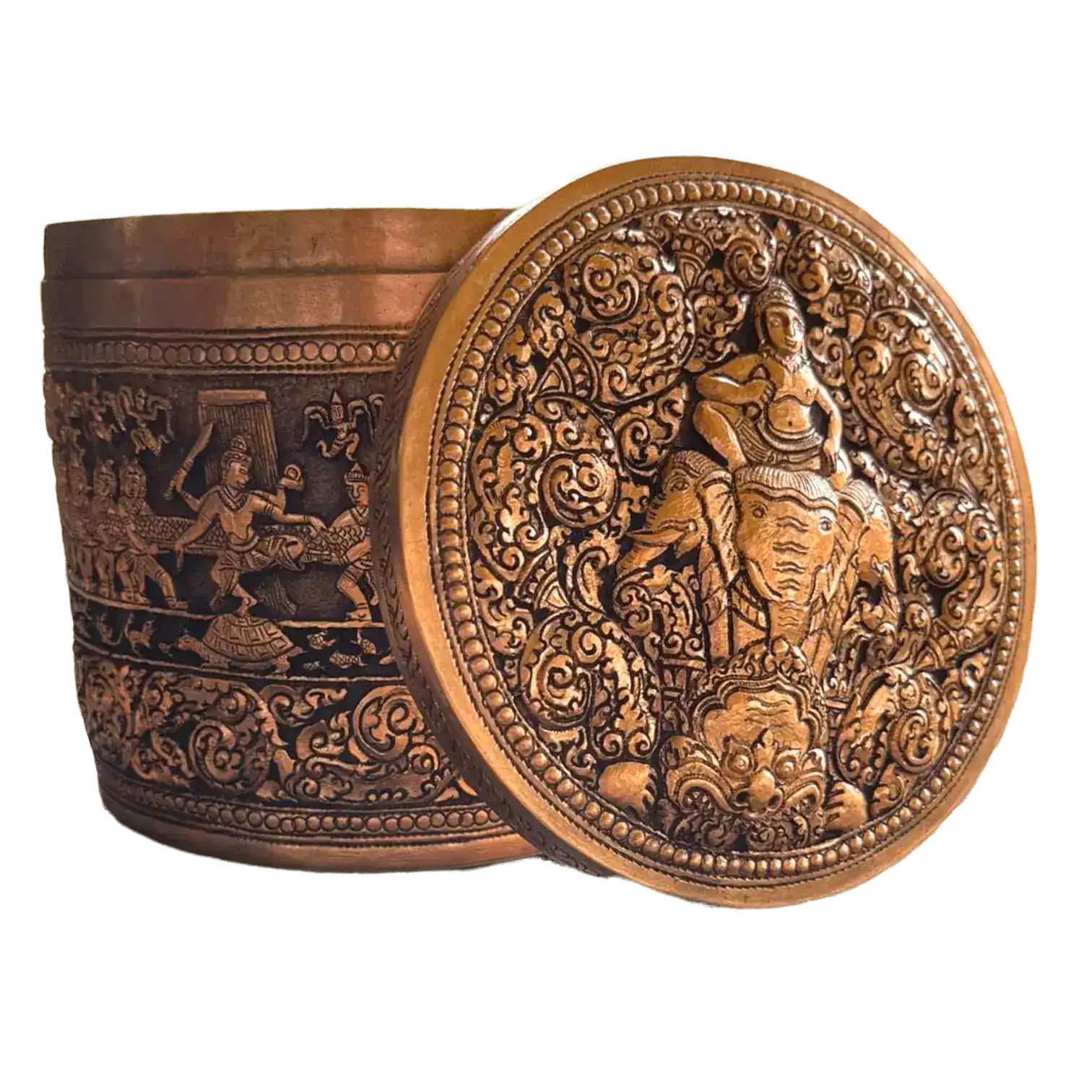 Hand Engraved Solid Brass Niello Betel Box - Image 3
