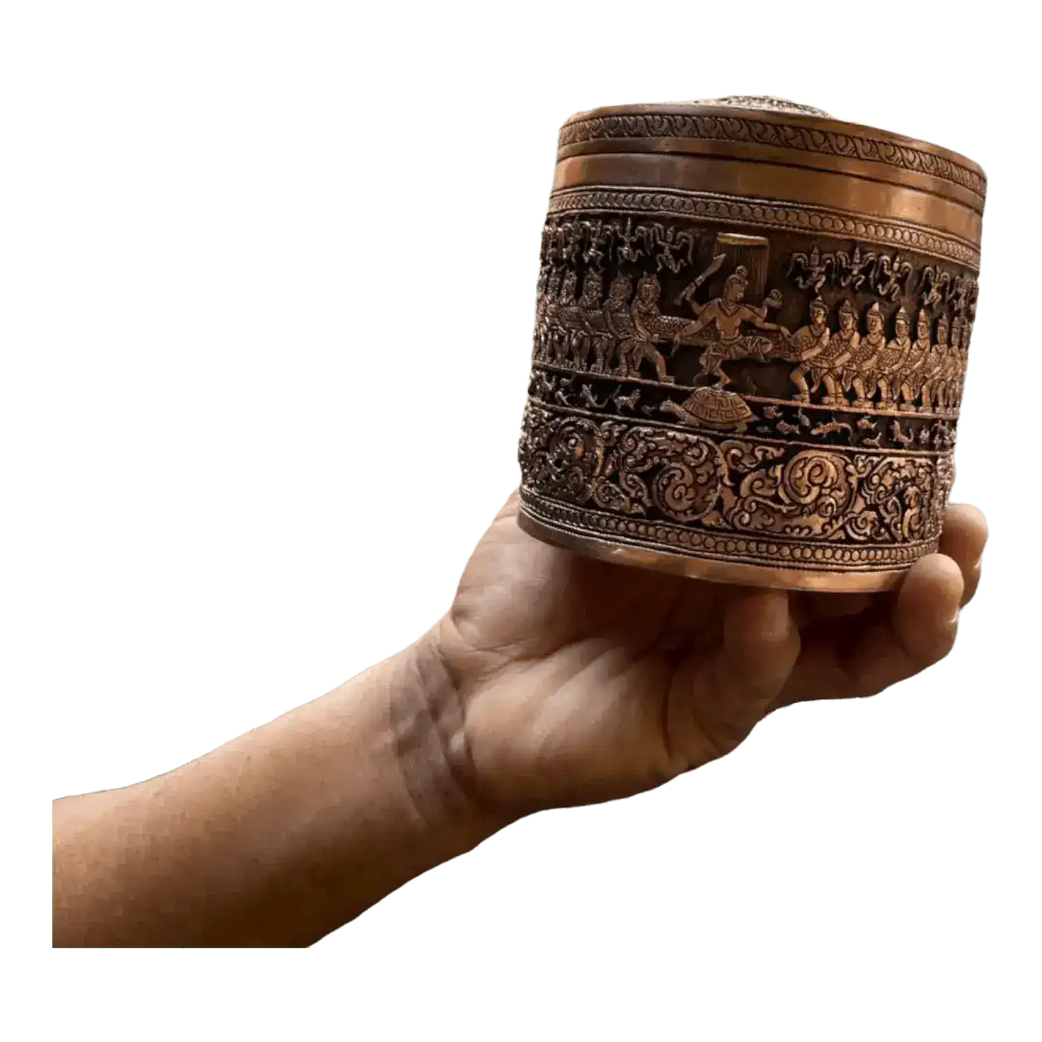 Hand Engraved Solid Brass Niello Betel Box - Image 4