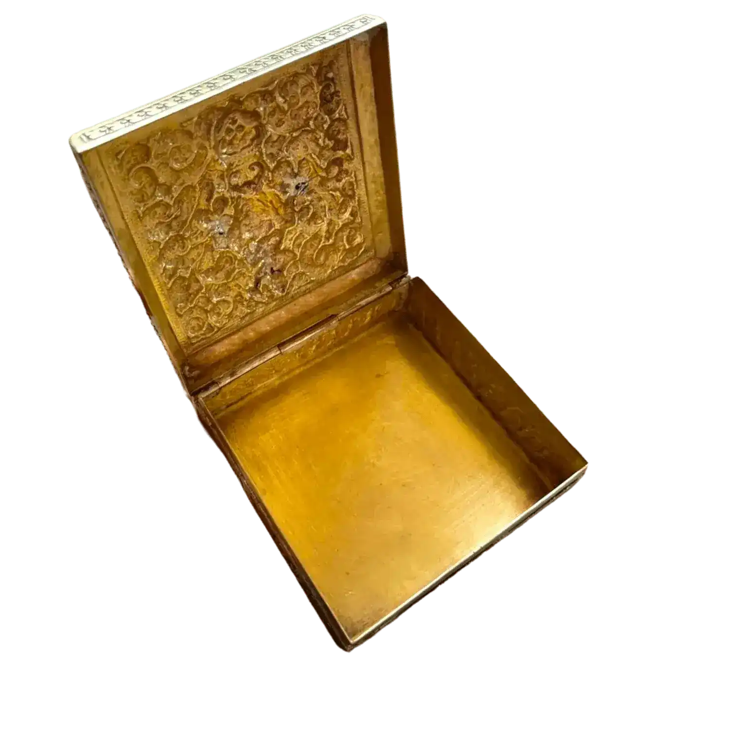 Hand Engraved Solid Brass Niello Rectangular Betel Box - Hanuman - Image 5