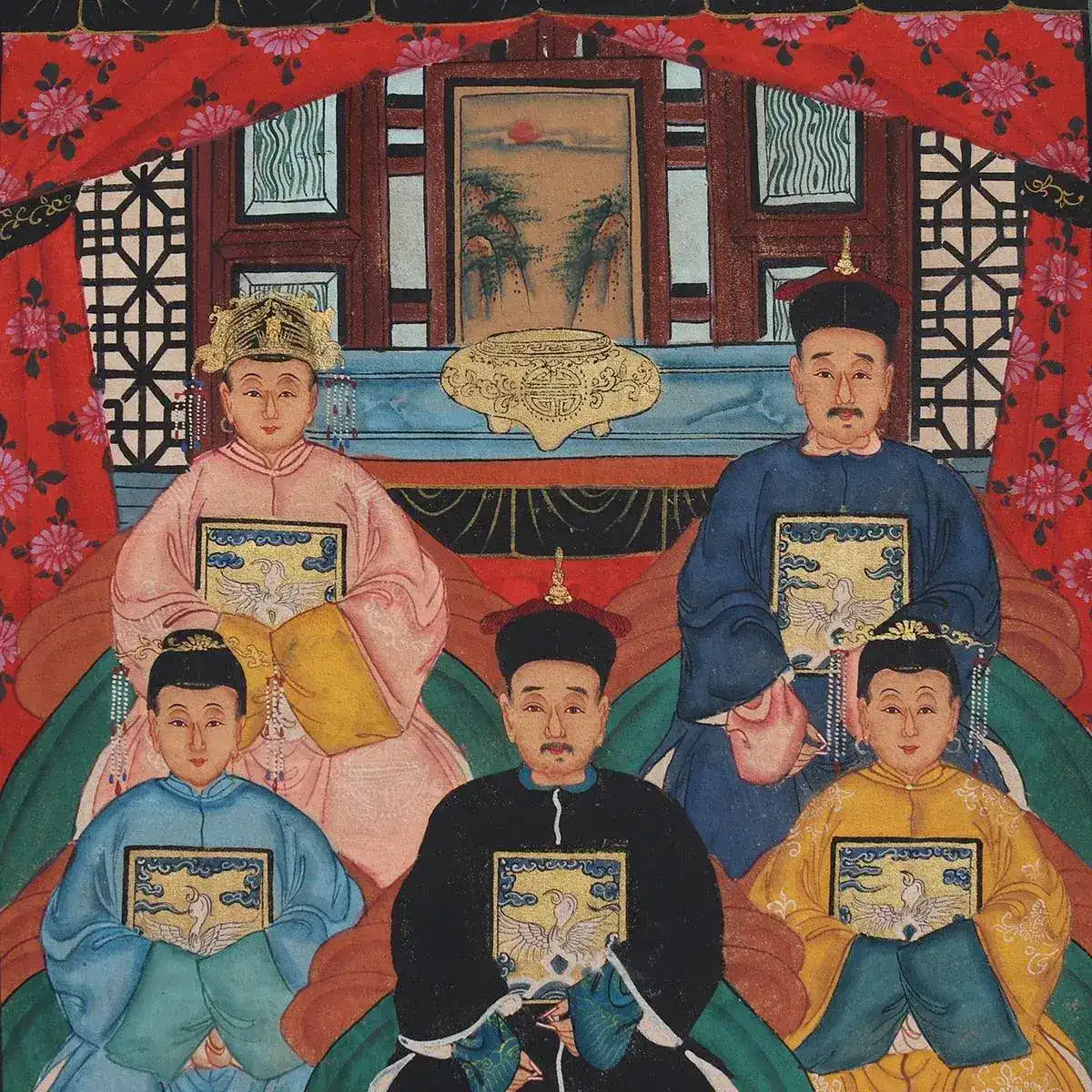 Hand Painted Chinese Ancestors Wall Canvas - Image 2