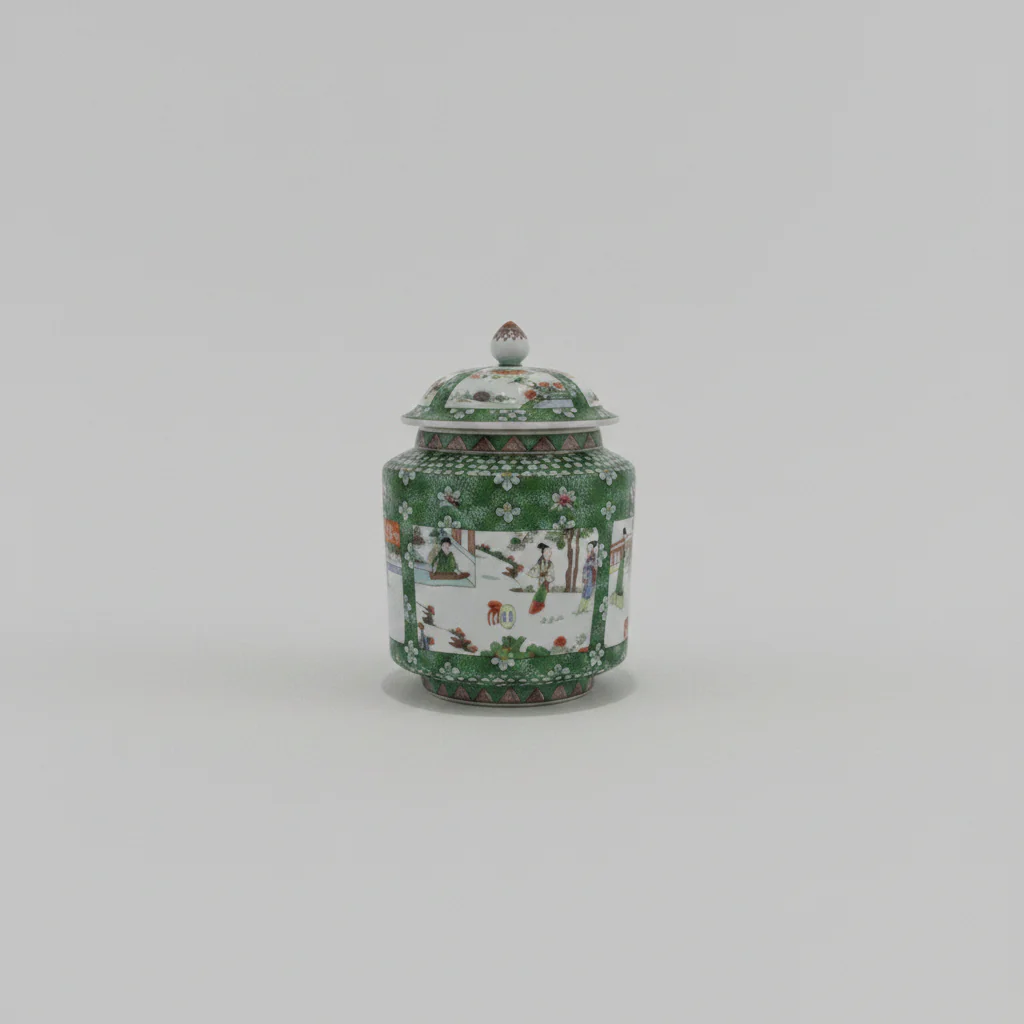 Hand-Painted Chinese Ginger Jar with Lid — Antique Reproduction - Image 2
