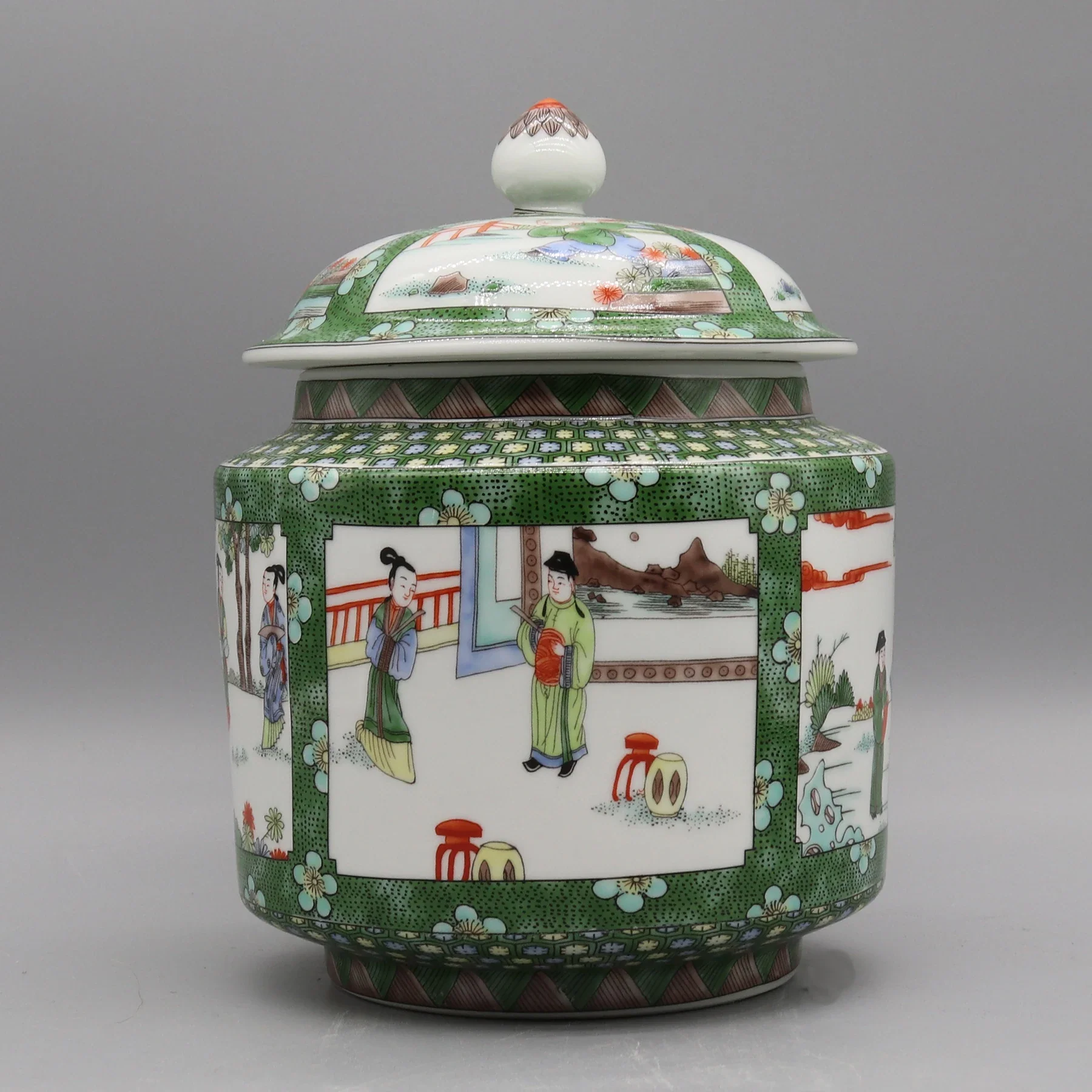 Hand-Painted Chinese Ginger Jar with Lid — Antique Reproduction - Image 4