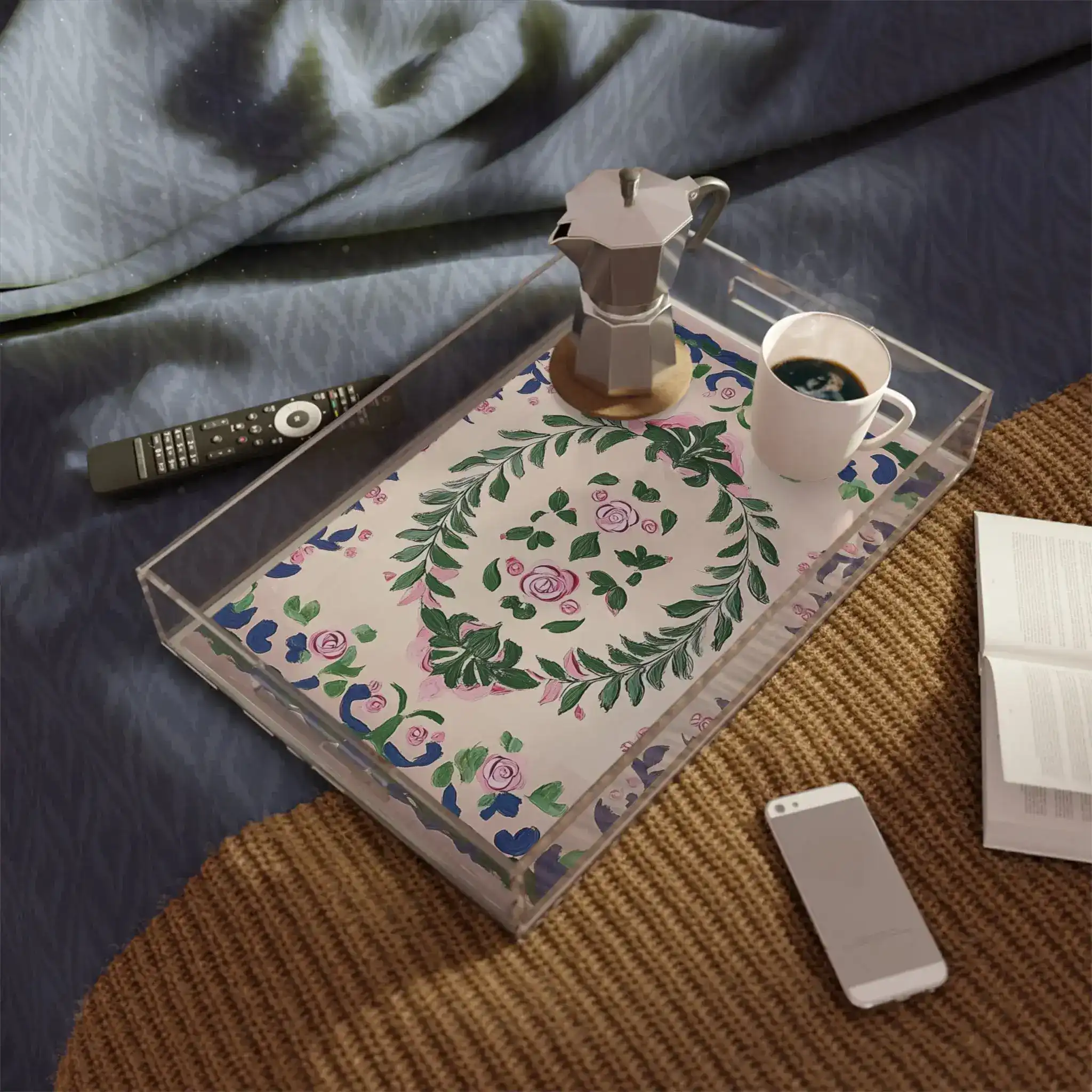 Hand-Painted Rose Garden Serving Tray - Image 2