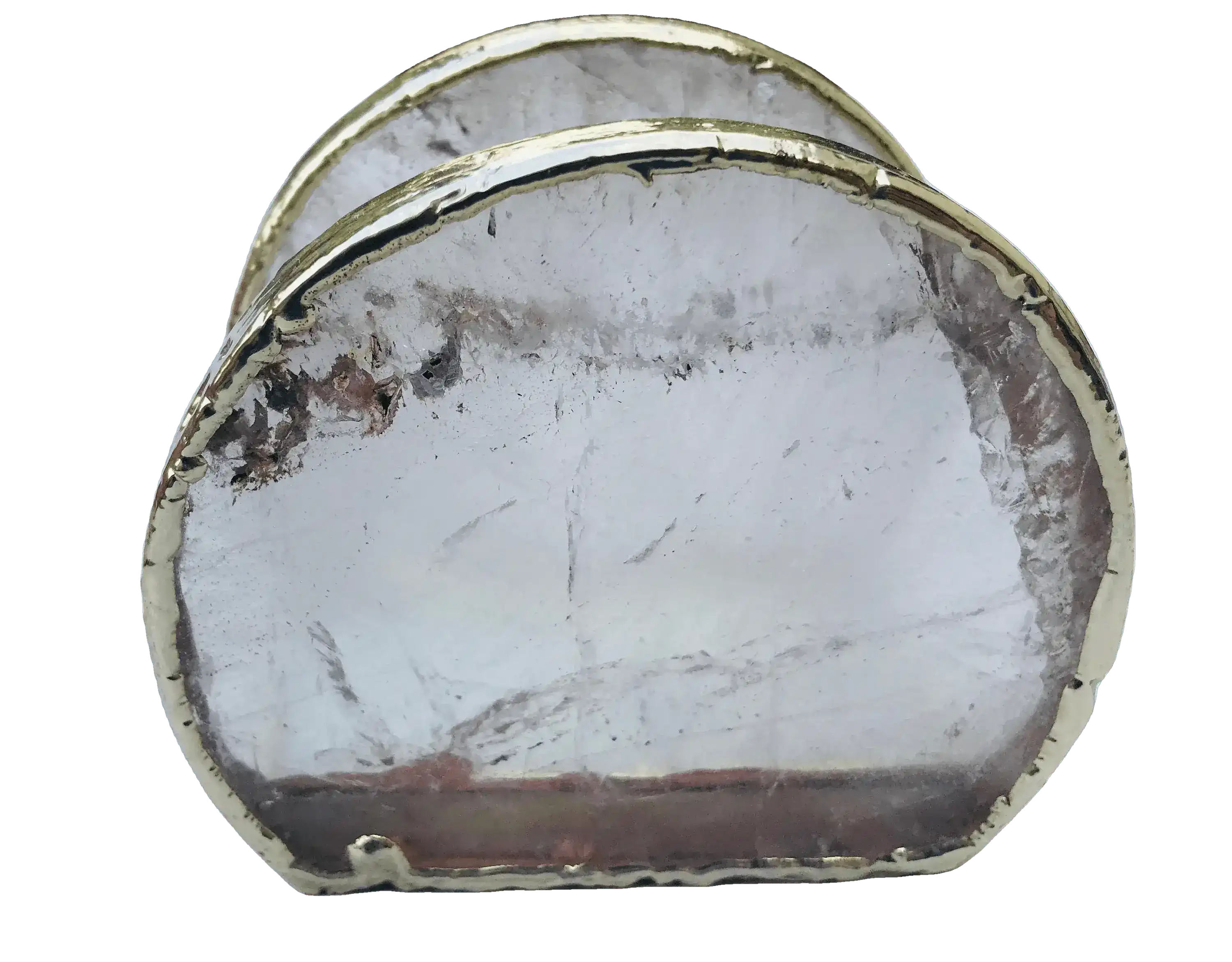 Hand Rounded Clear Quartz Agate Napkin Holder - Image 3