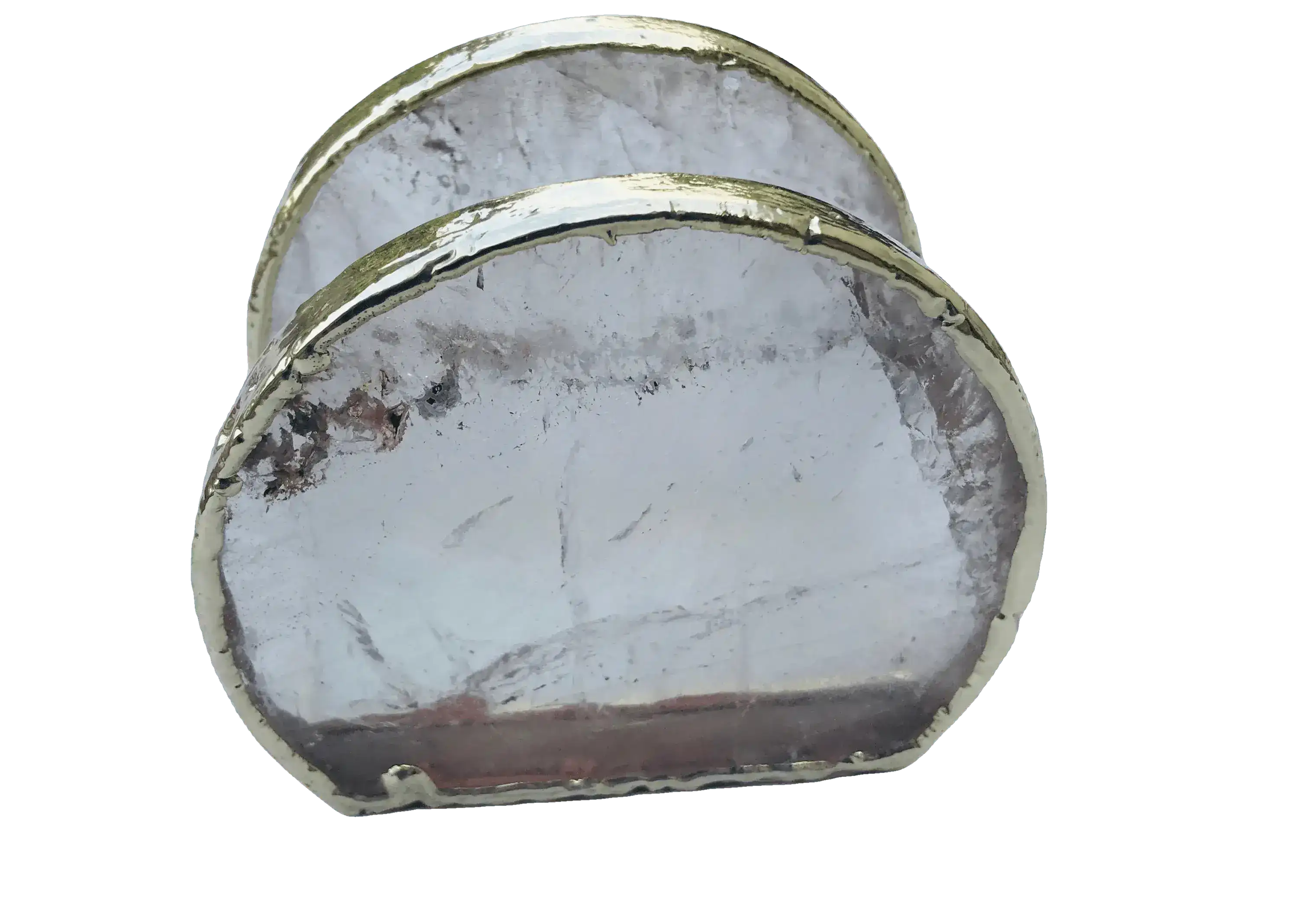 Hand Rounded Clear Quartz Agate Napkin Holder - Image 5