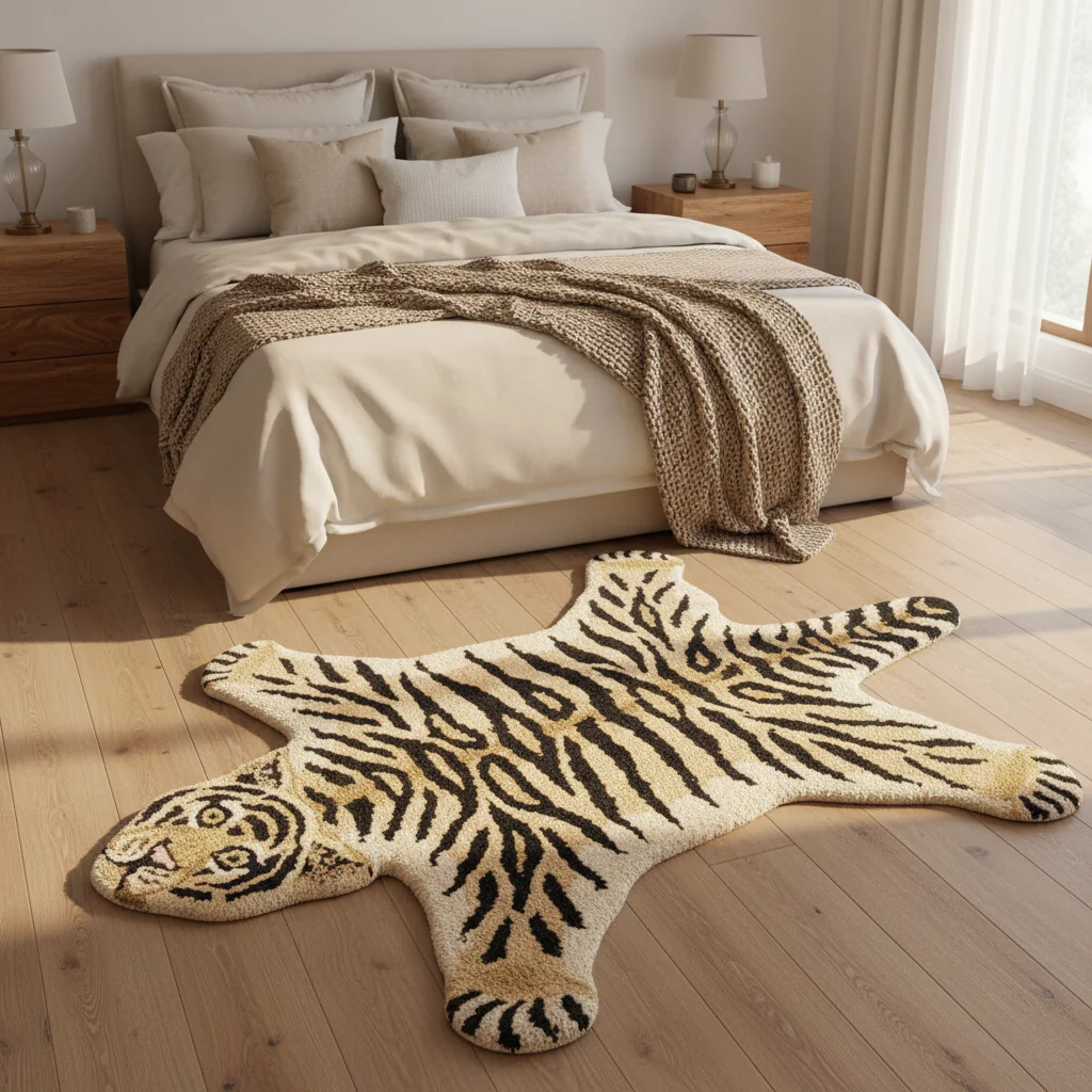 Hand Tufted Mini Tiger Wool Rug - Image 3