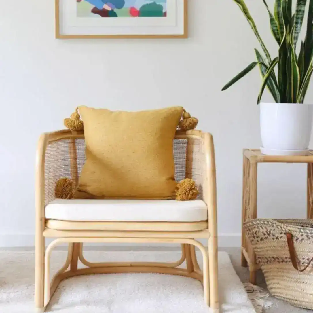 Handmade Boho Pom Pom Pillow Cover - Image 4