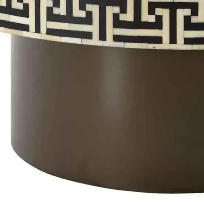 Handmade Bone Inlay Geometric Pattern Coffee Table - Image 3