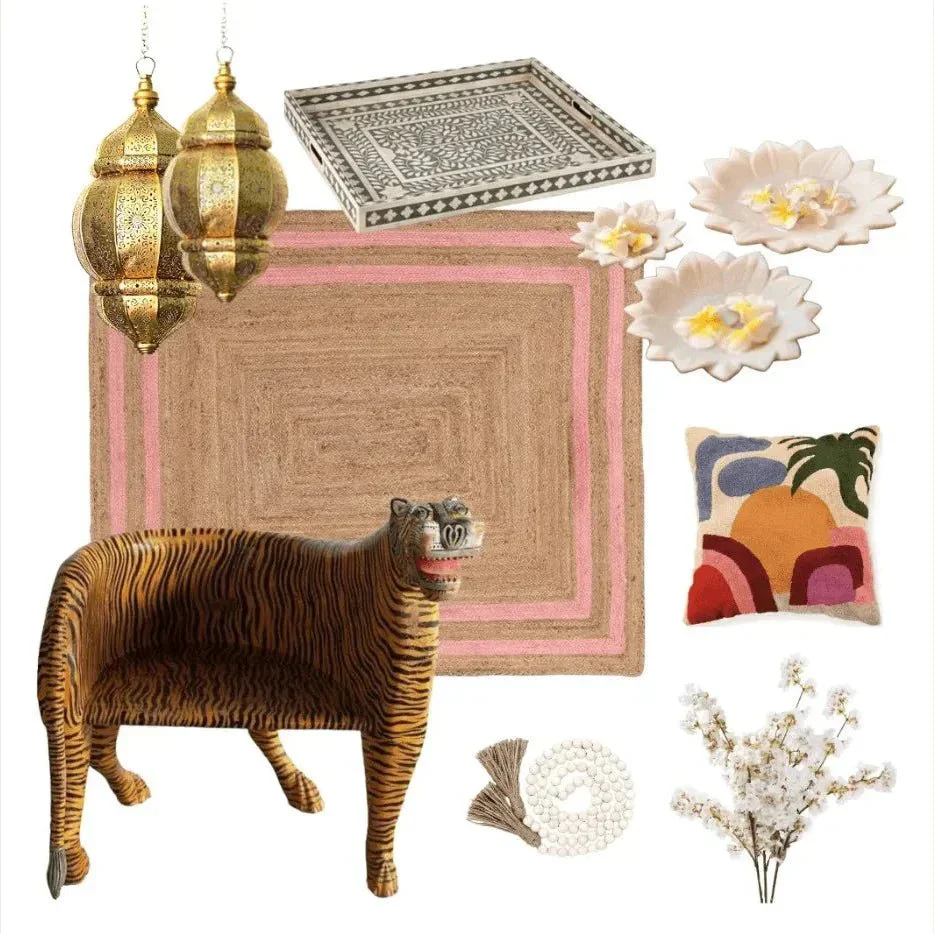 Handmade Chic Pink Borders Jute Rug - Image 3