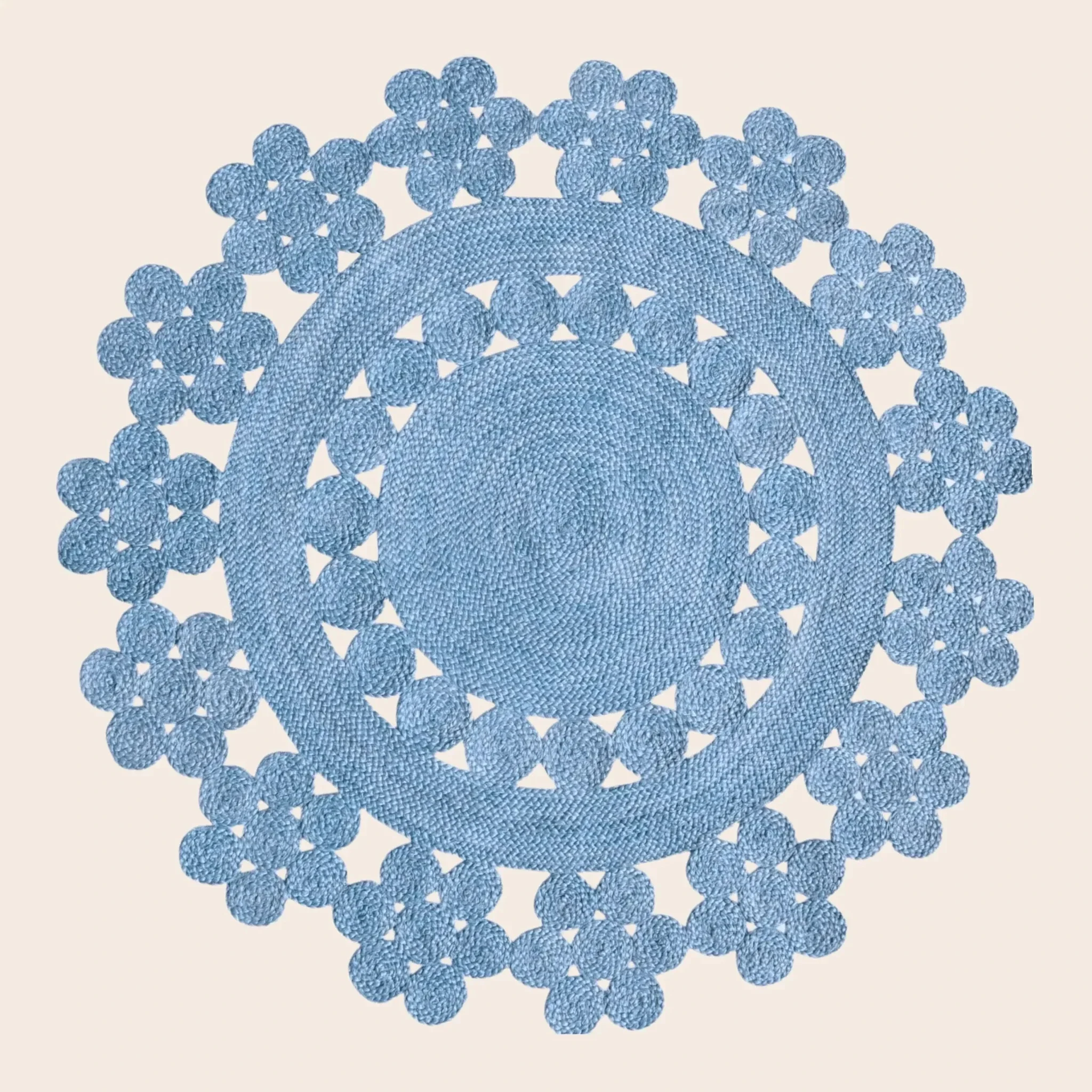 Handmade Desi Round Jute Rug - Blue