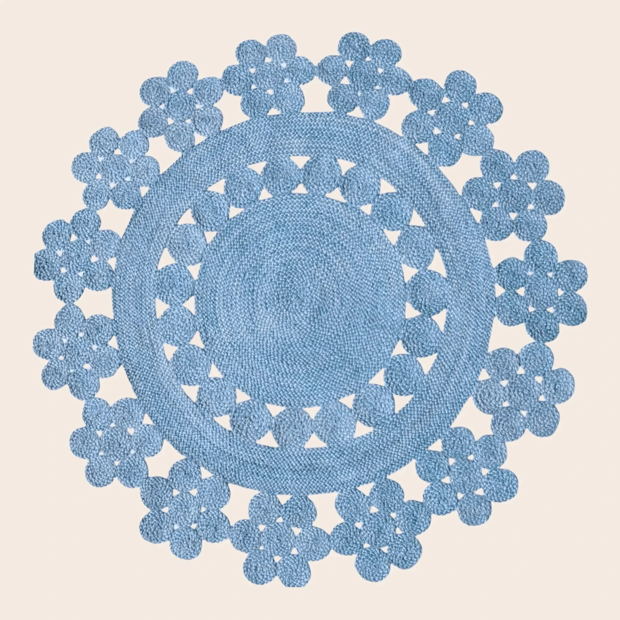 Handmade Desi Round Jute Rug - Blue - Image 3