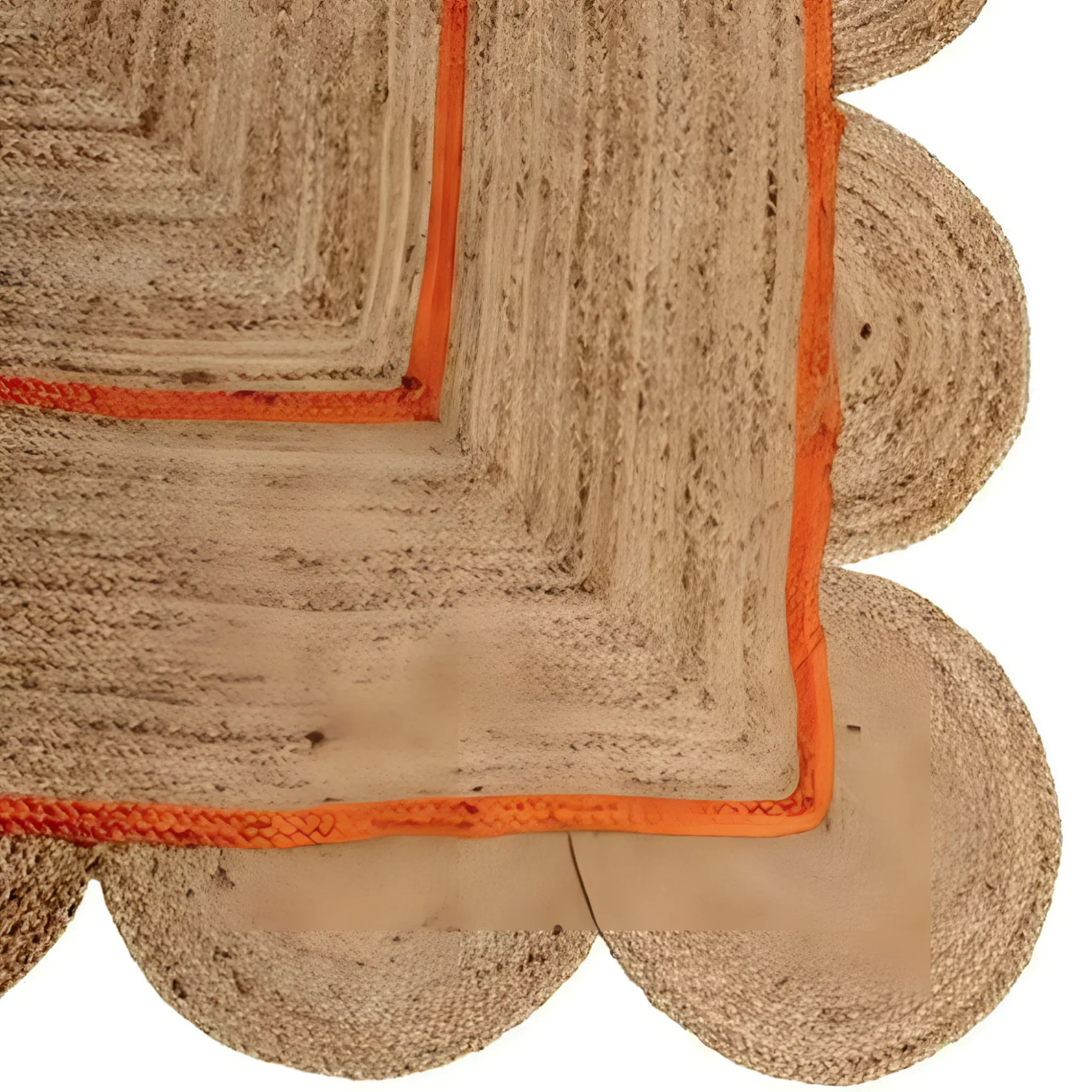 Handmade Orange Scalloped Jute Rug - Image 4