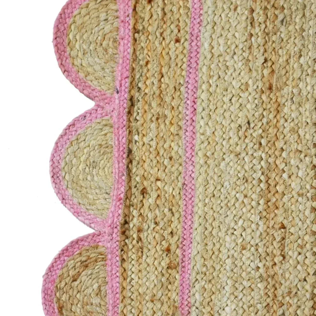 Handmade Pink Scalloped Jute Rug - Image 9