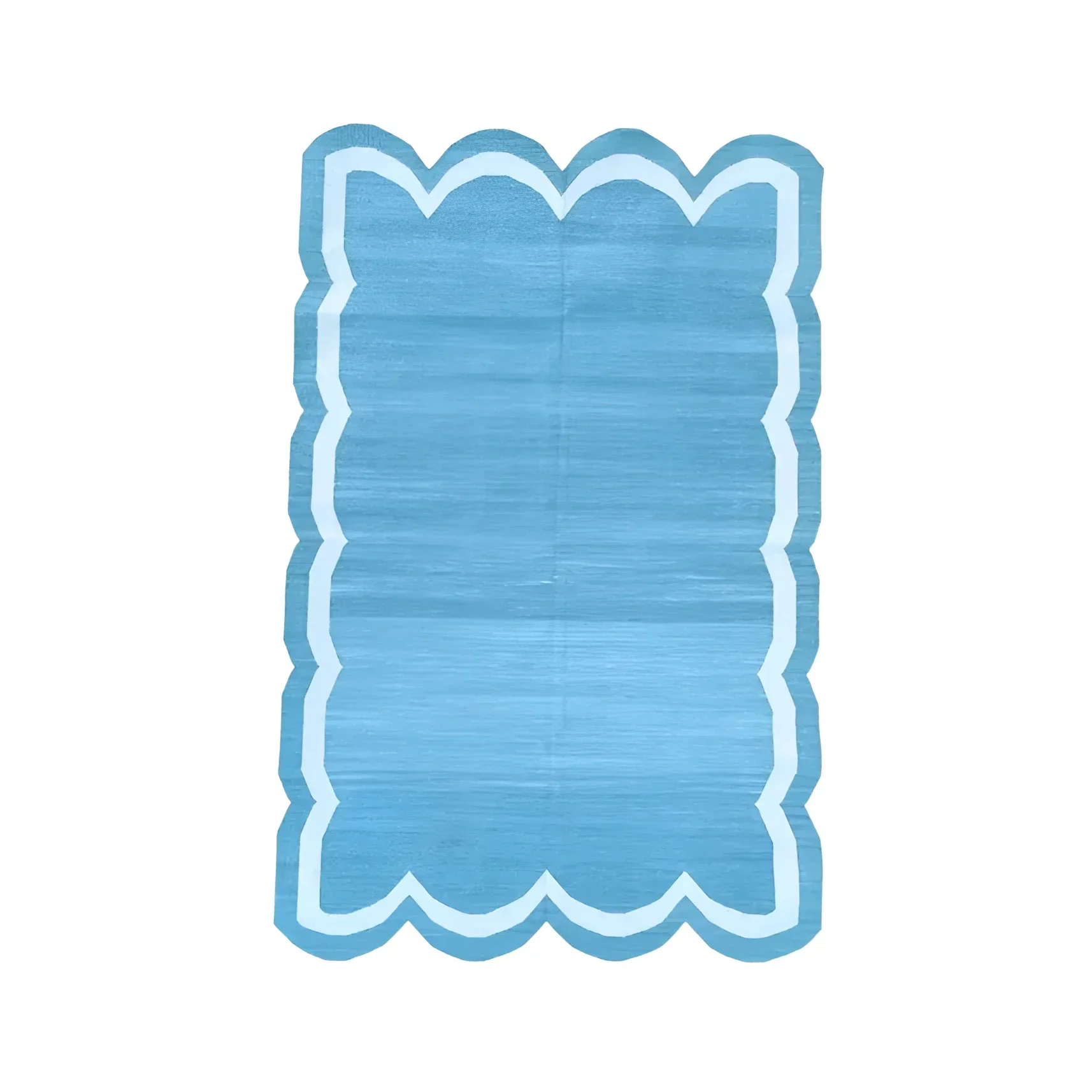 Handwoven Blue/White Scallop Cotton Rug
