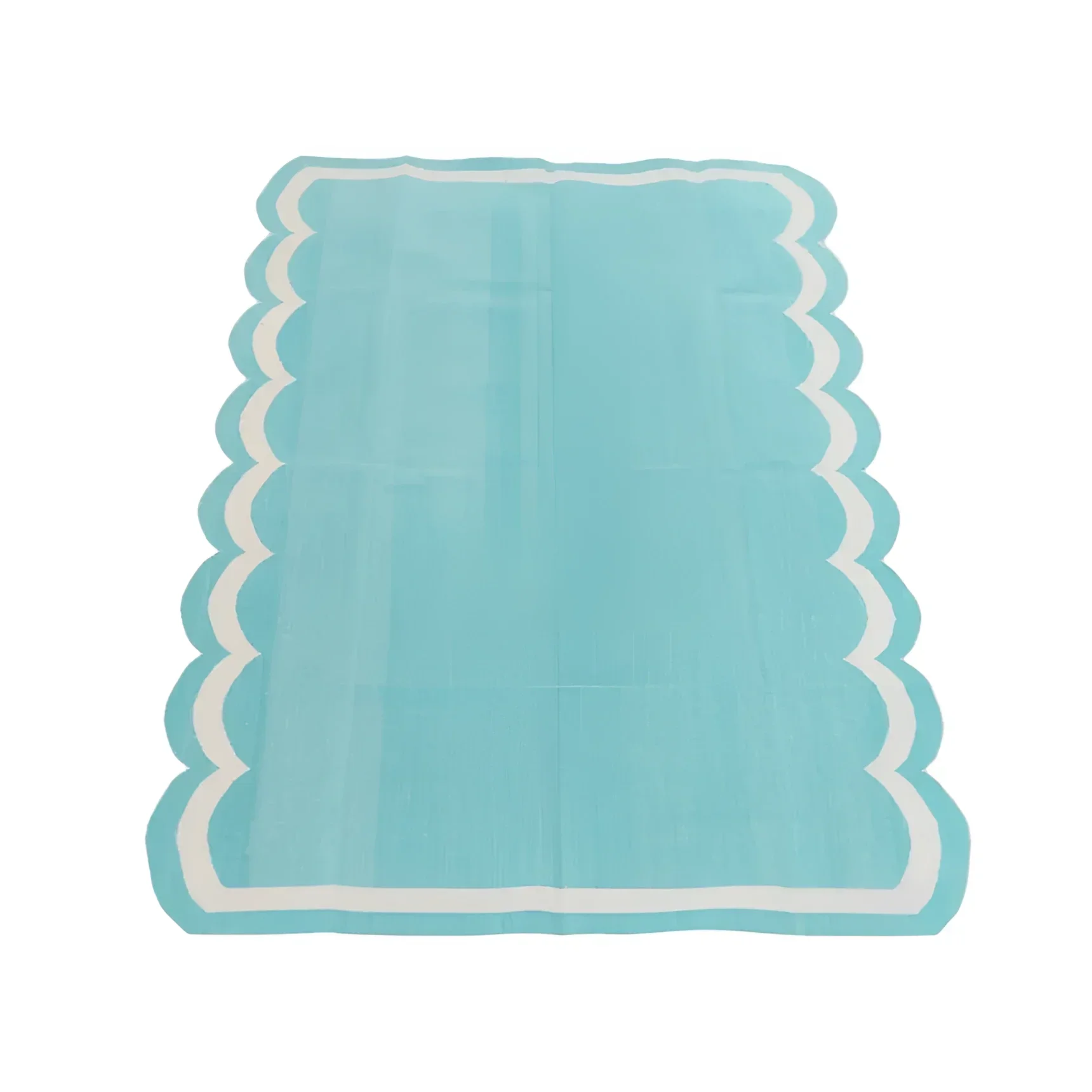 Handwoven Reversible Cotton Scalloped Rug - Blue