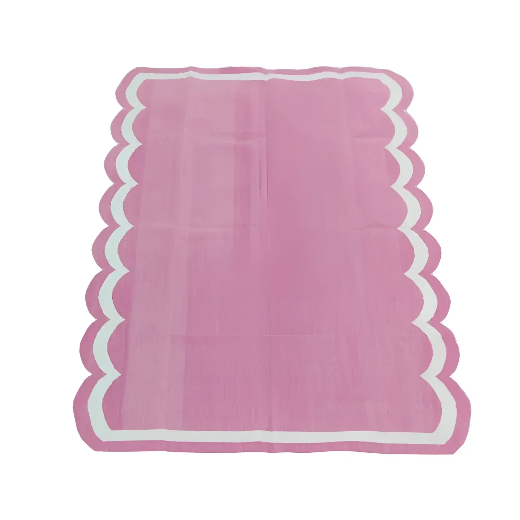 Handwoven Reversible Cotton Scalloped Rug - Pink