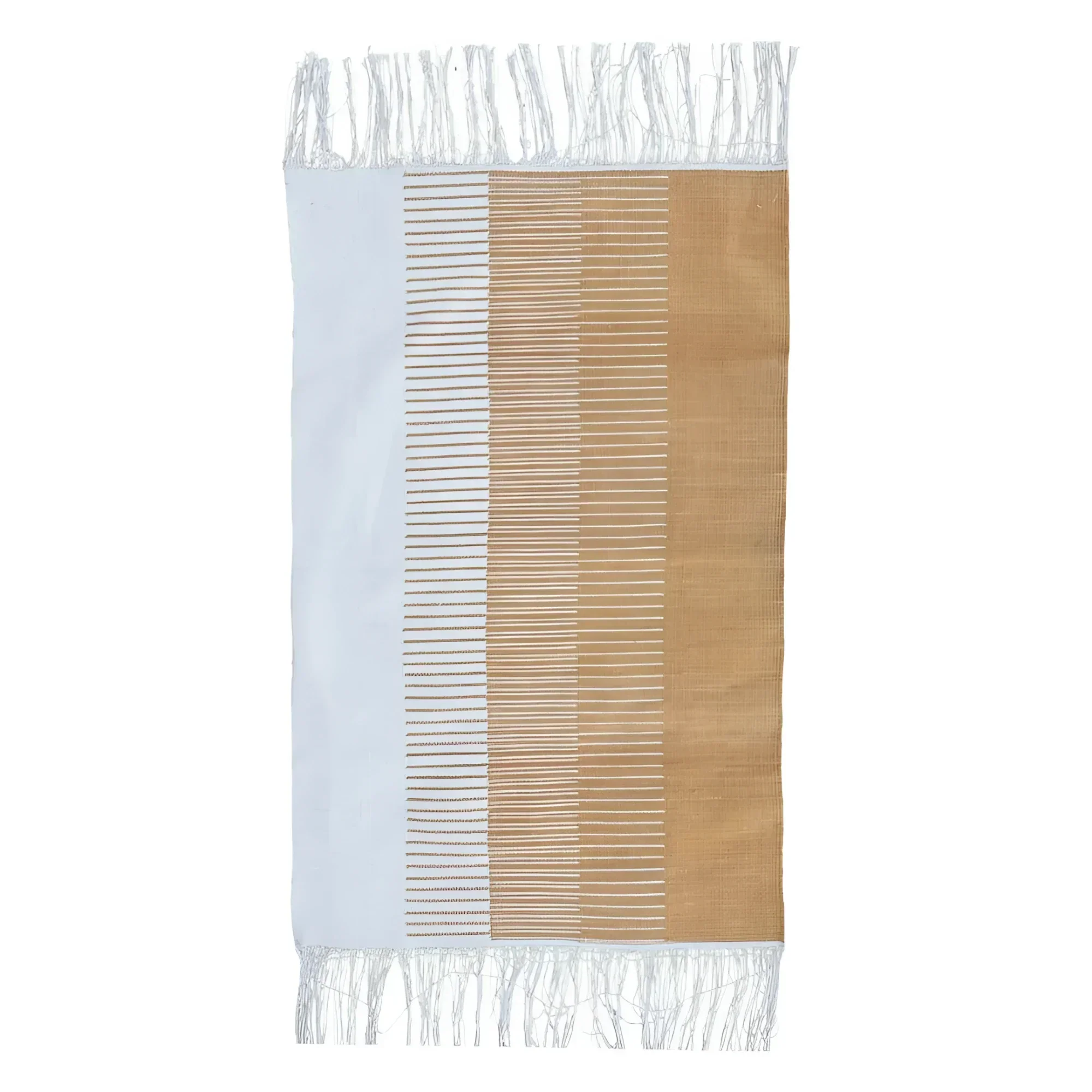 Handwoven Tumeric Ombre Cotton Rug with Fringes - Image 2