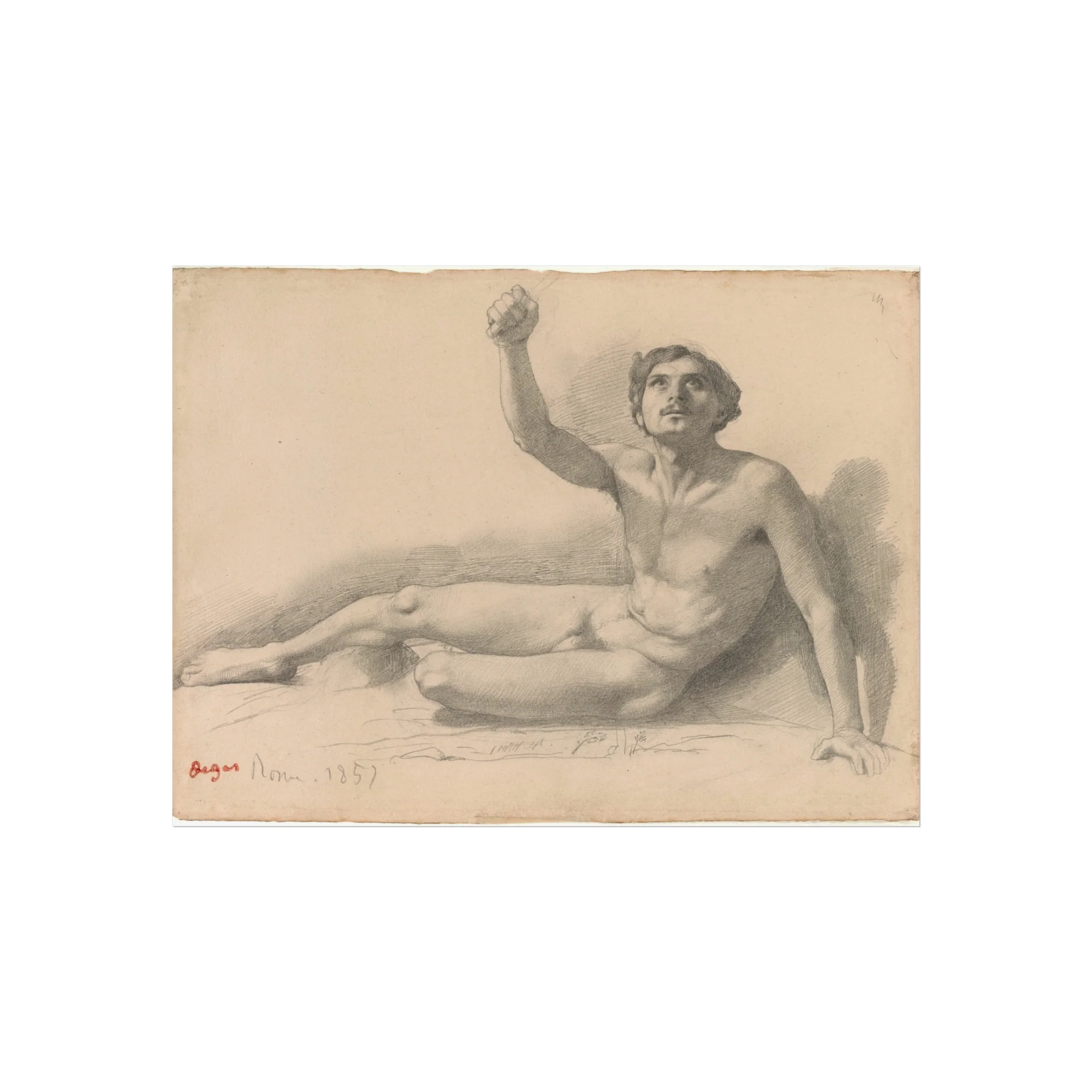 Hilaire Germain Edgar Degas - Study of a Male Nude | Fine Art Poster - Image 3