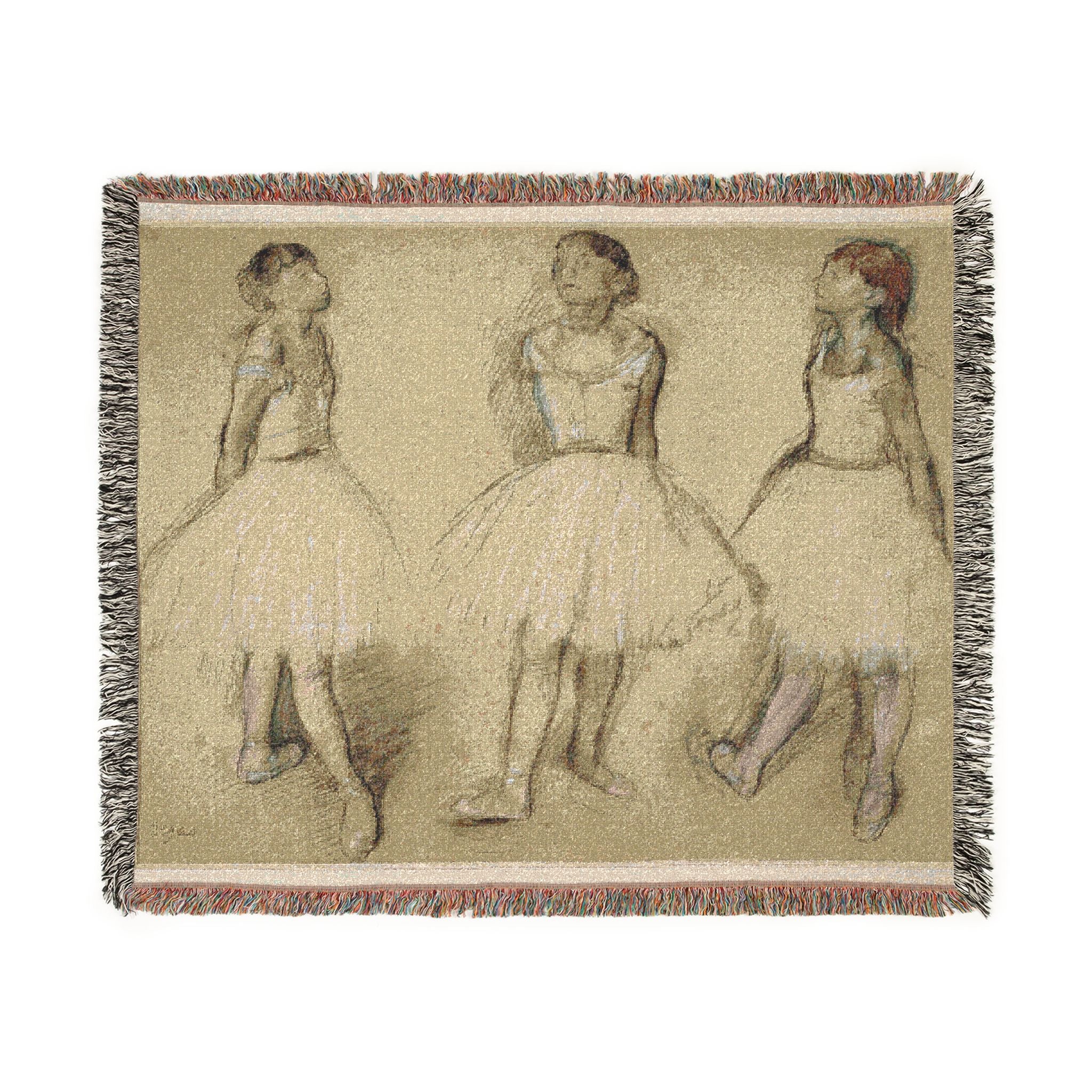 Hilaire Germain Edgar Degas - Three Studies of a Dancer in Fourth Position | Woven Tapestry Blanket - Image 2